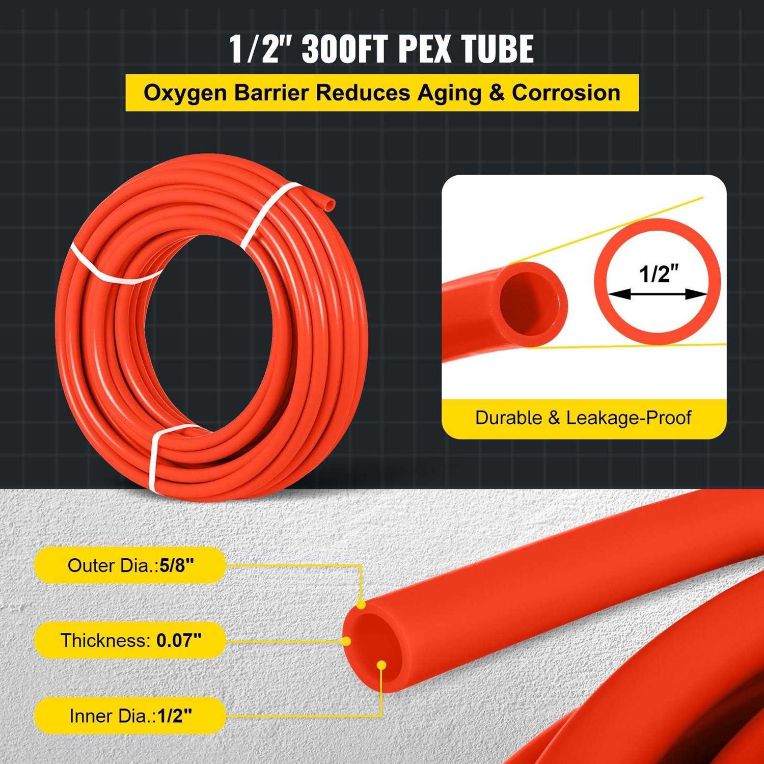 VEVOR PEX Tubing Oxygen Barrier PEX-B Radiant Floor Heating PEX Pipe PEX Tube - Image 3