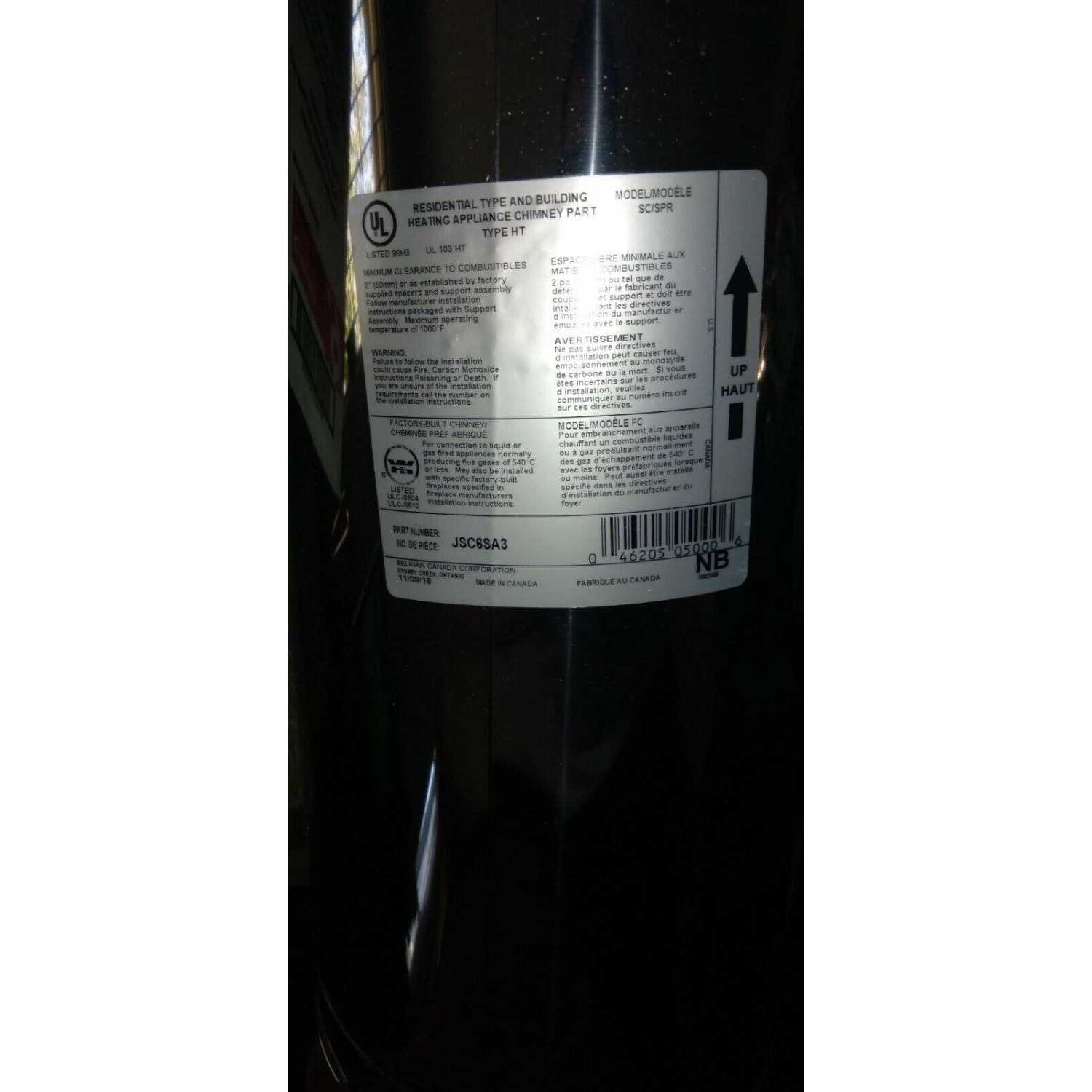 SuperVent 6-in x 36-in Insulated Double Wall Stainless Steel Chimney Pipe JSC6SA3 - Image 5