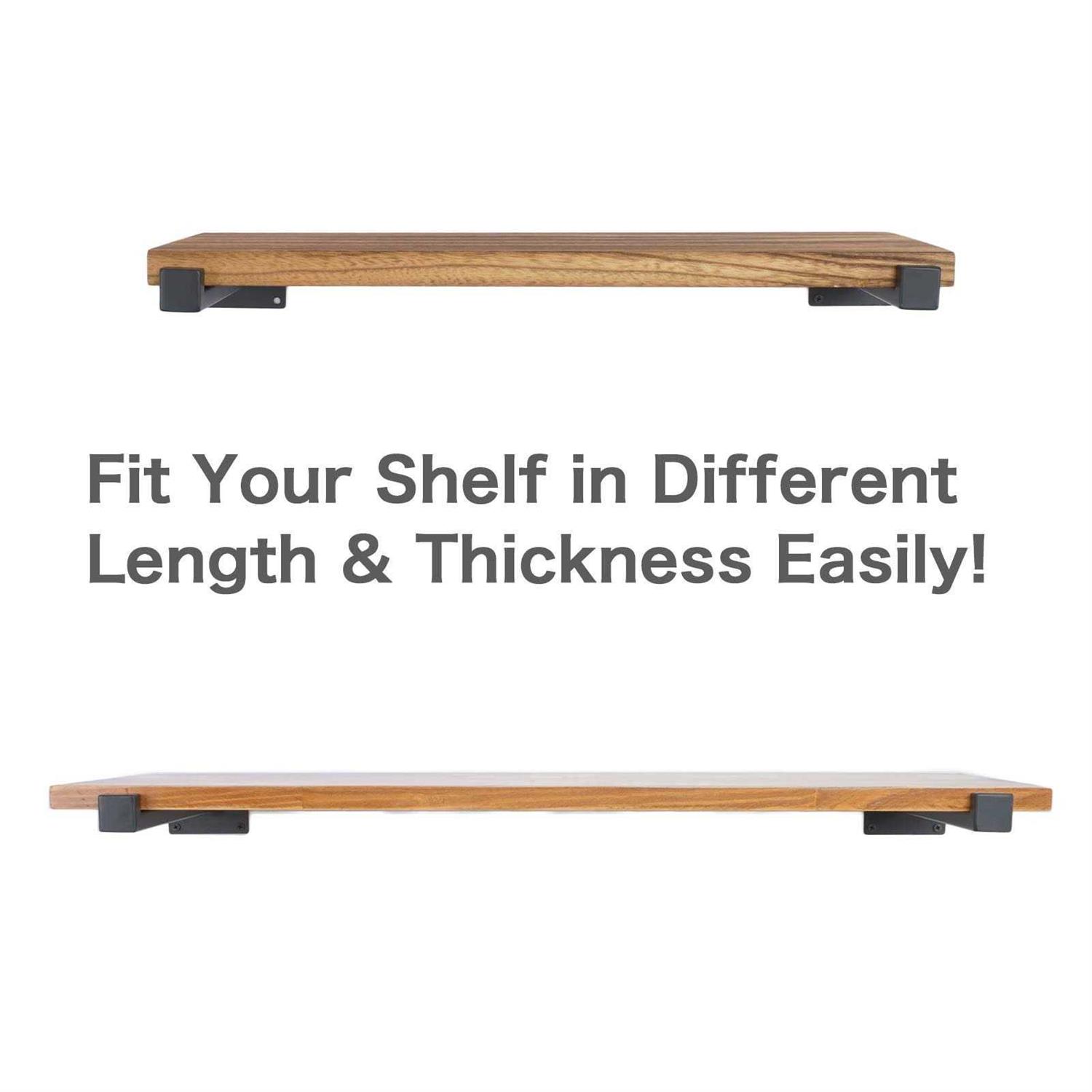 EZYDECOR 6Pcs Floating Shelves Brackets Heavy Duty Wooden Shelf Brackets Decorative Wall Shelf Brackets & Supports with Lip - Image 2