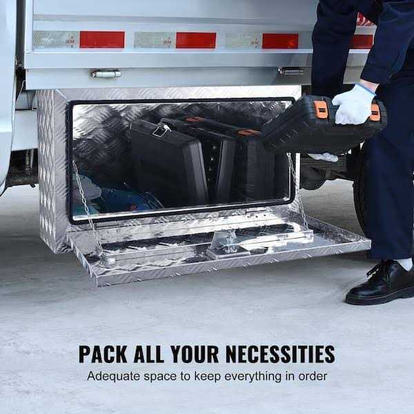 VEVOR Underbody Truck Box Pickup Storage Box, Heavy Duty Aluminum Diamond Plate Tool Box with Lock and Keys - Image 3