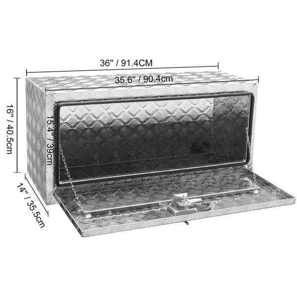 VEVOR Underbody Truck Box Pickup Storage Box, Heavy Duty Aluminum Diamond Plate Tool Box with Lock and Keys - Image 5