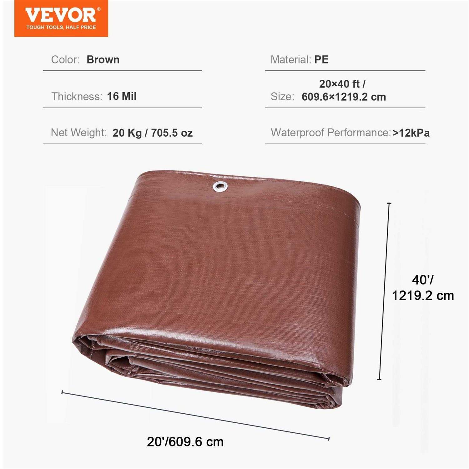 VEVOR Tarp Waterproof Mil Plastic Poly Tarp Cover Multi Purpose Tear UV and Temperature Resistant Outdoor Tarpaulin - Image 4