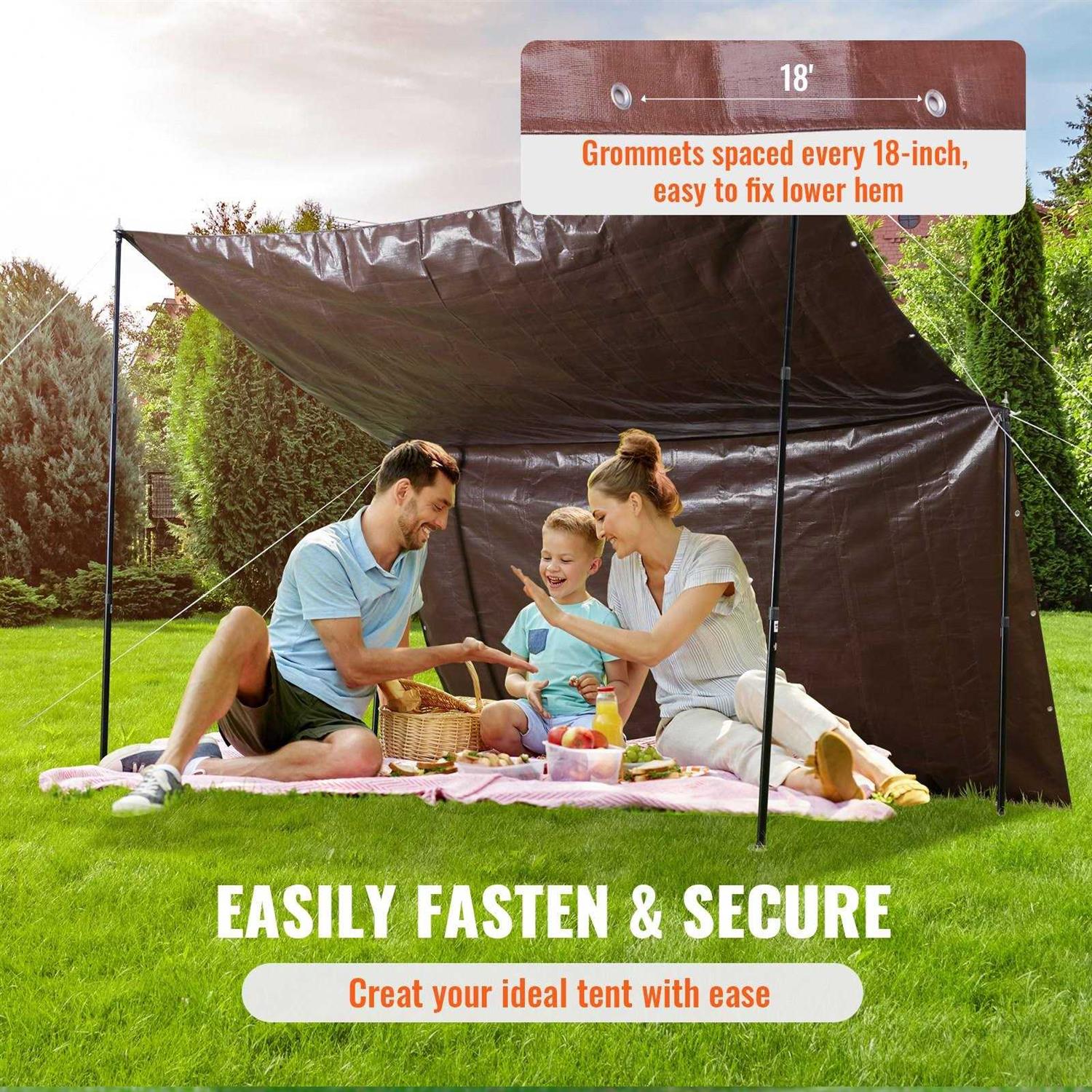VEVOR Tarp Waterproof Mil Plastic Poly Tarp Cover Multi Purpose Tear UV and Temperature Resistant Outdoor Tarpaulin - Image 5