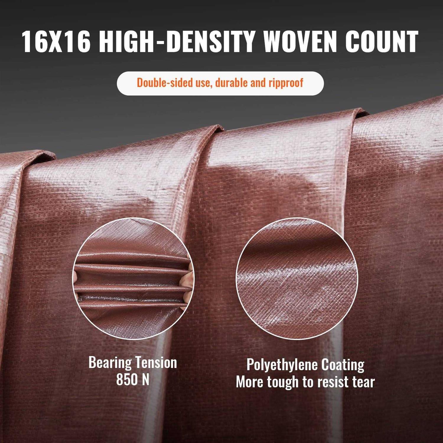 VEVOR Tarp Waterproof Mil Plastic Poly Tarp Cover Multi Purpose Tear UV and Temperature Resistant Outdoor Tarpaulin - Image 5