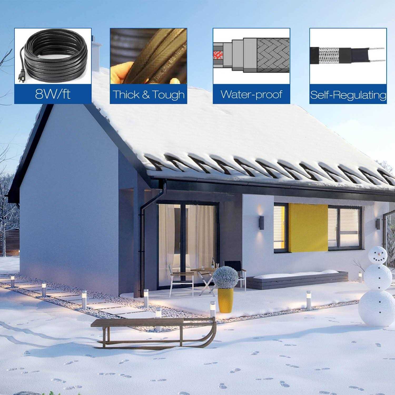 H&G lifestyles Roof Snow De-Icing Kit Self-Regulating-Plug-in Ready Heat Cable - Image 4