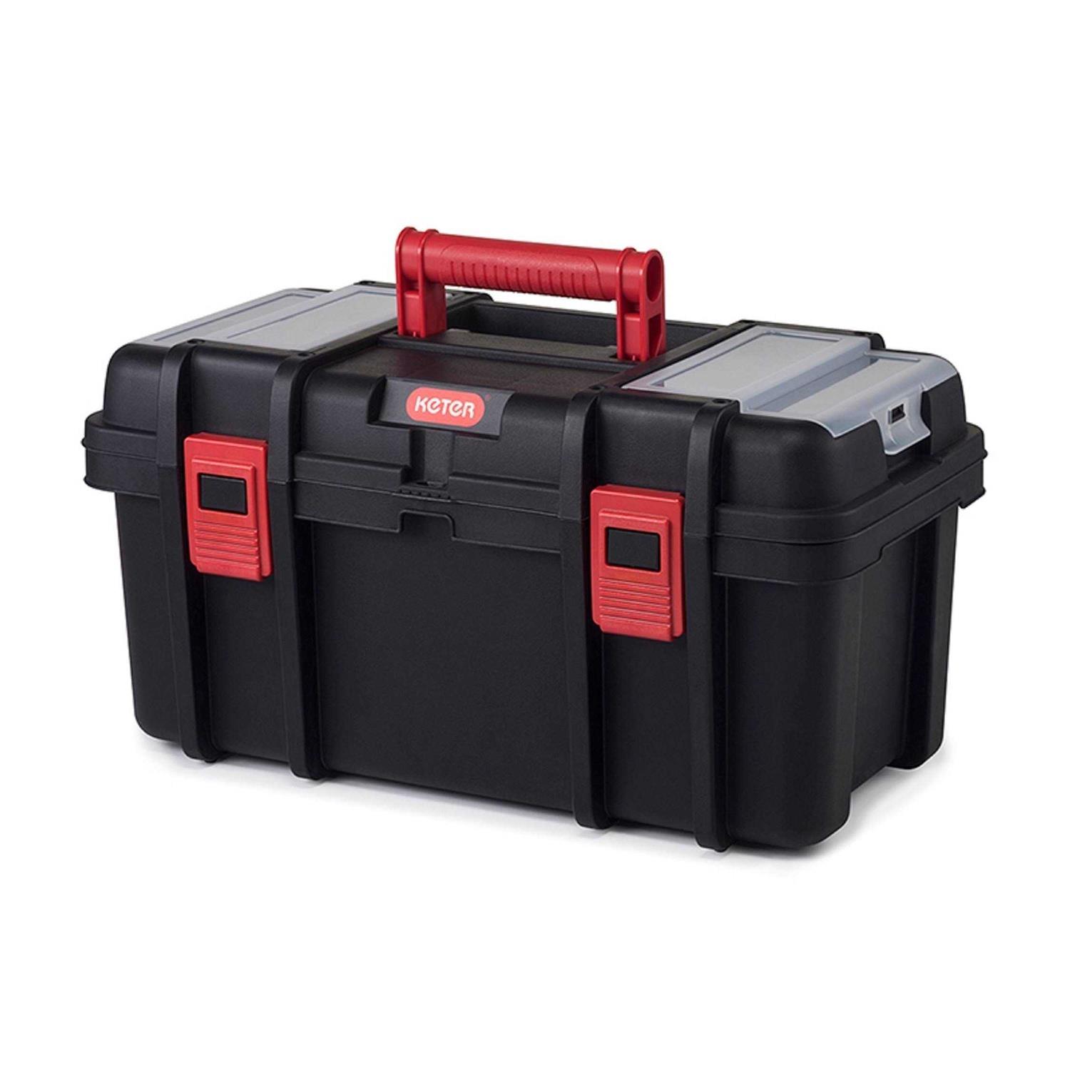 Hyper Tough Black Plastic Tool and Hardware Storage Toolbox