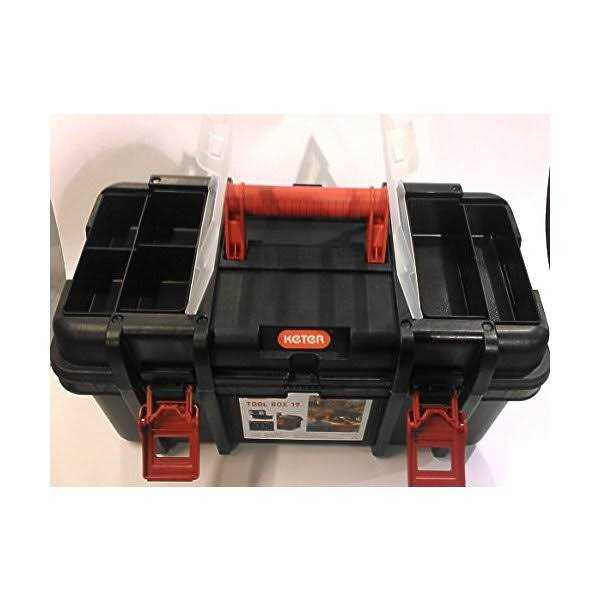 Hyper Tough Black Plastic Tool and Hardware Storage Toolbox - Image 2