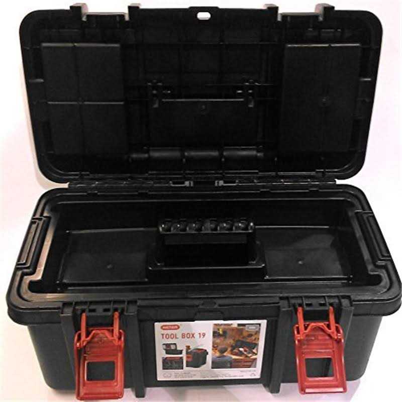 Hyper Tough Black Plastic Tool and Hardware Storage Toolbox - Image 3