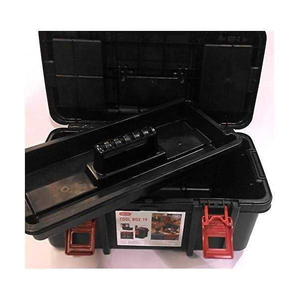 Hyper Tough Black Plastic Tool and Hardware Storage Toolbox - Image 4