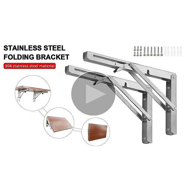 Storystore Folding Shelf Brackets Heavy Duty Stainless Steel Collapsible Shelf Bracket for Bench Table - Image 4