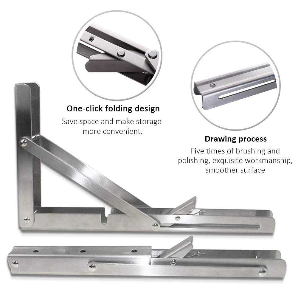Storystore Folding Shelf Brackets Heavy Duty Stainless Steel Collapsible Shelf Bracket for Bench Table - Image 5