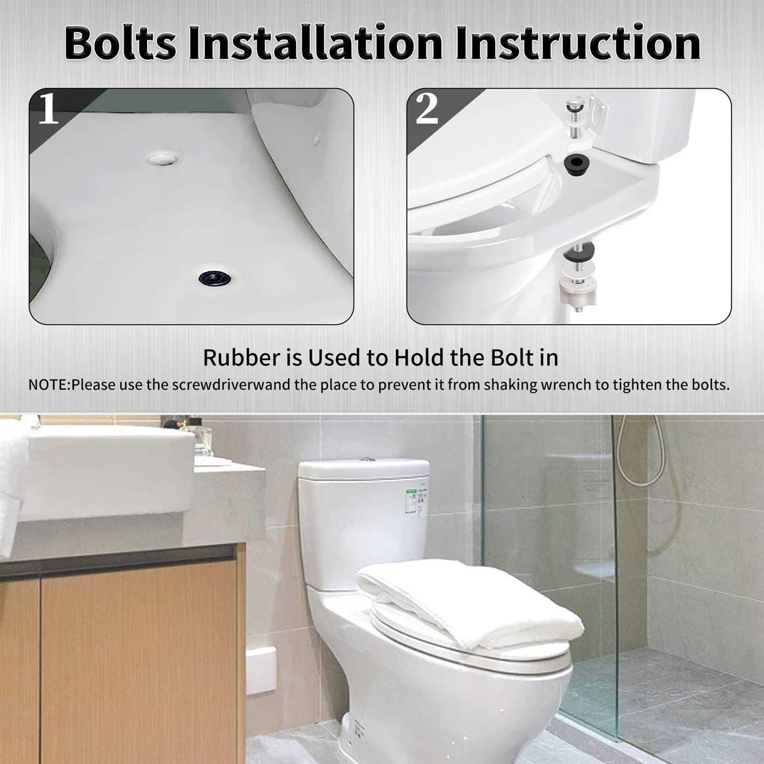 Universal Toilet Seat Hinge Bolts, Waterproof Stainless And Rubber - Image 3