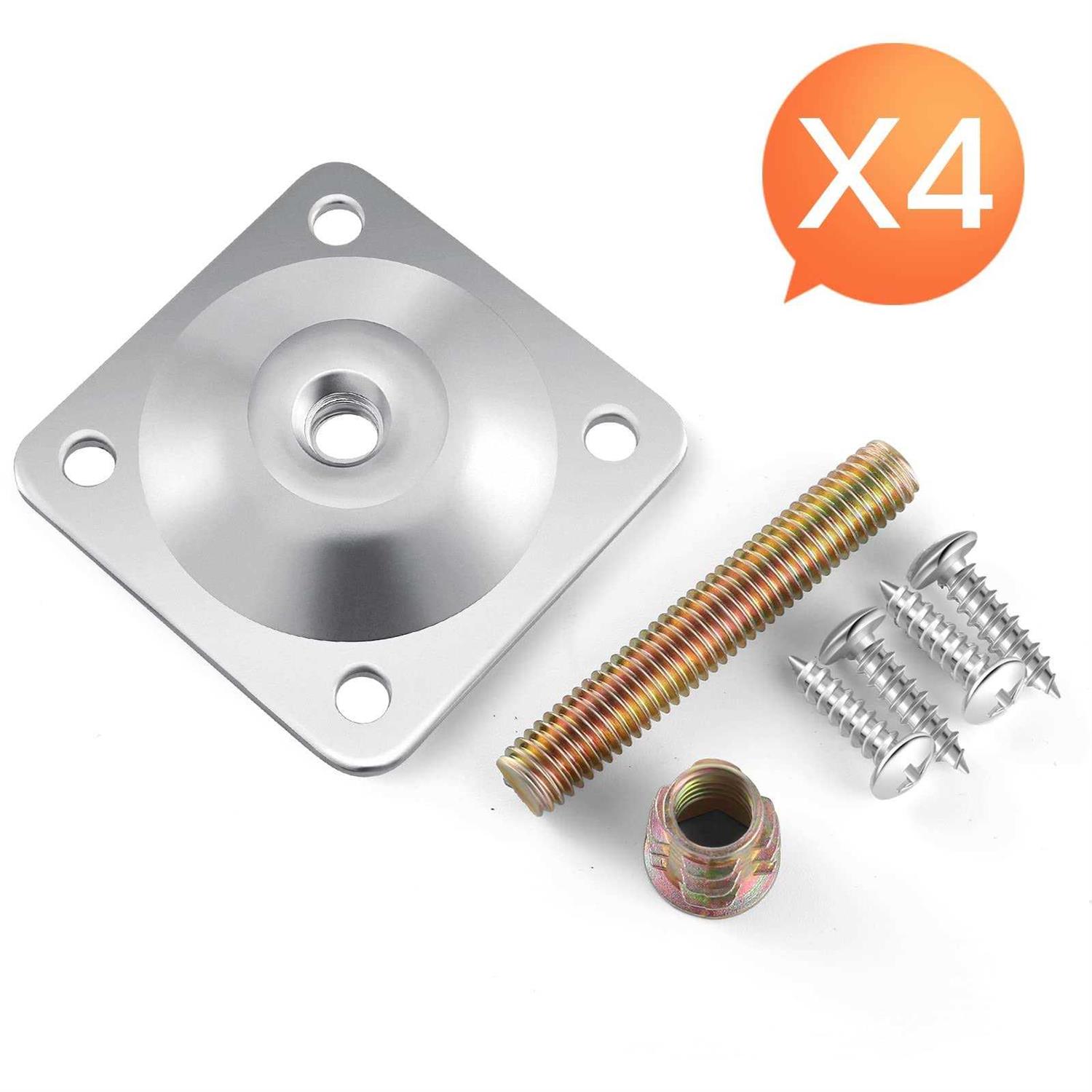 Leg Mounting Plates 4 Sets Furniture Leg Attachment Plates 5/16 Industrial Grade Flat Mounting T-Plates with Hanger Bolts - Image 2