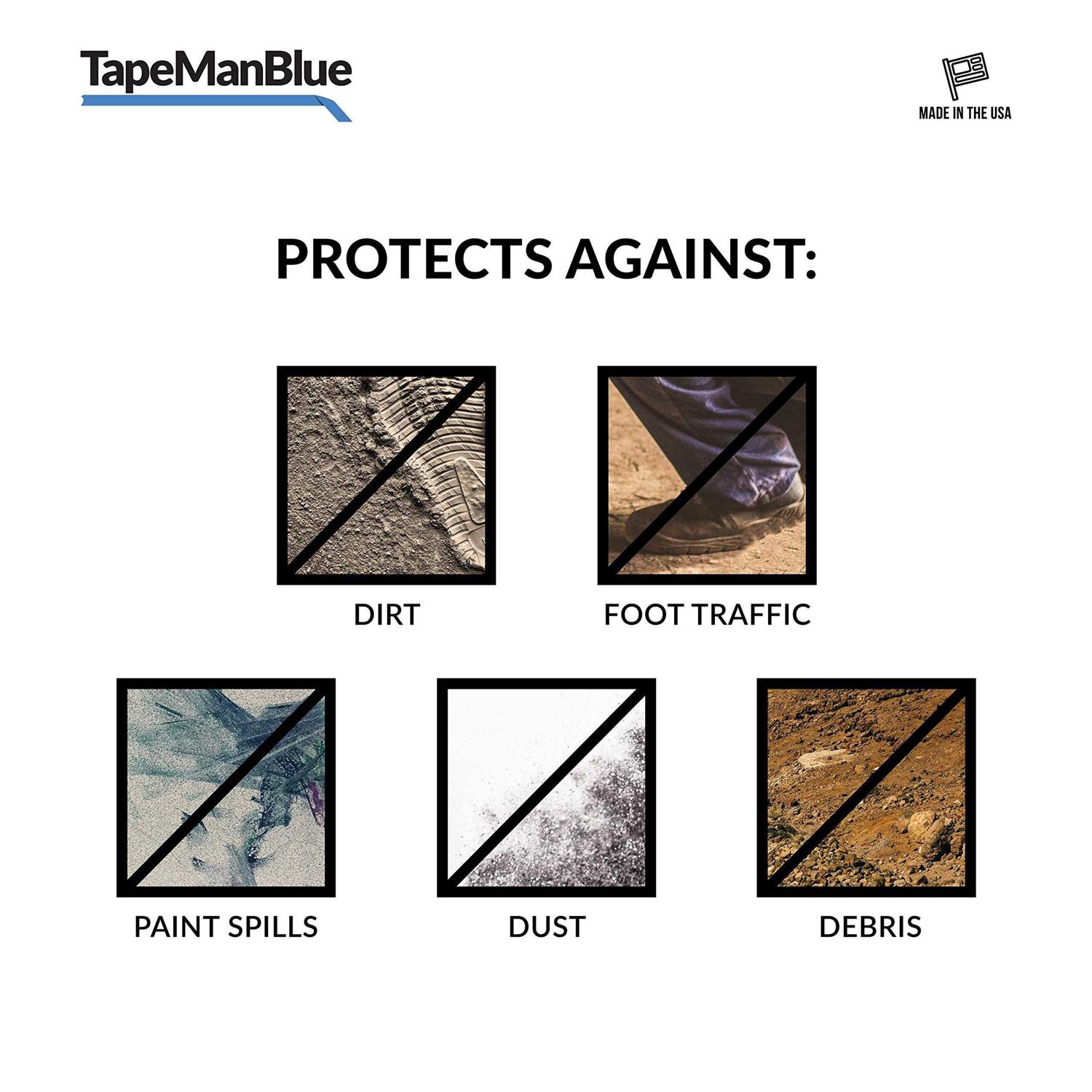 TapeManBlue Carpet Protection Film 200' Roll. Made in The USA! Easy Unwind, Clean Removal, Strong and Durable Carpet Protector - Image 3