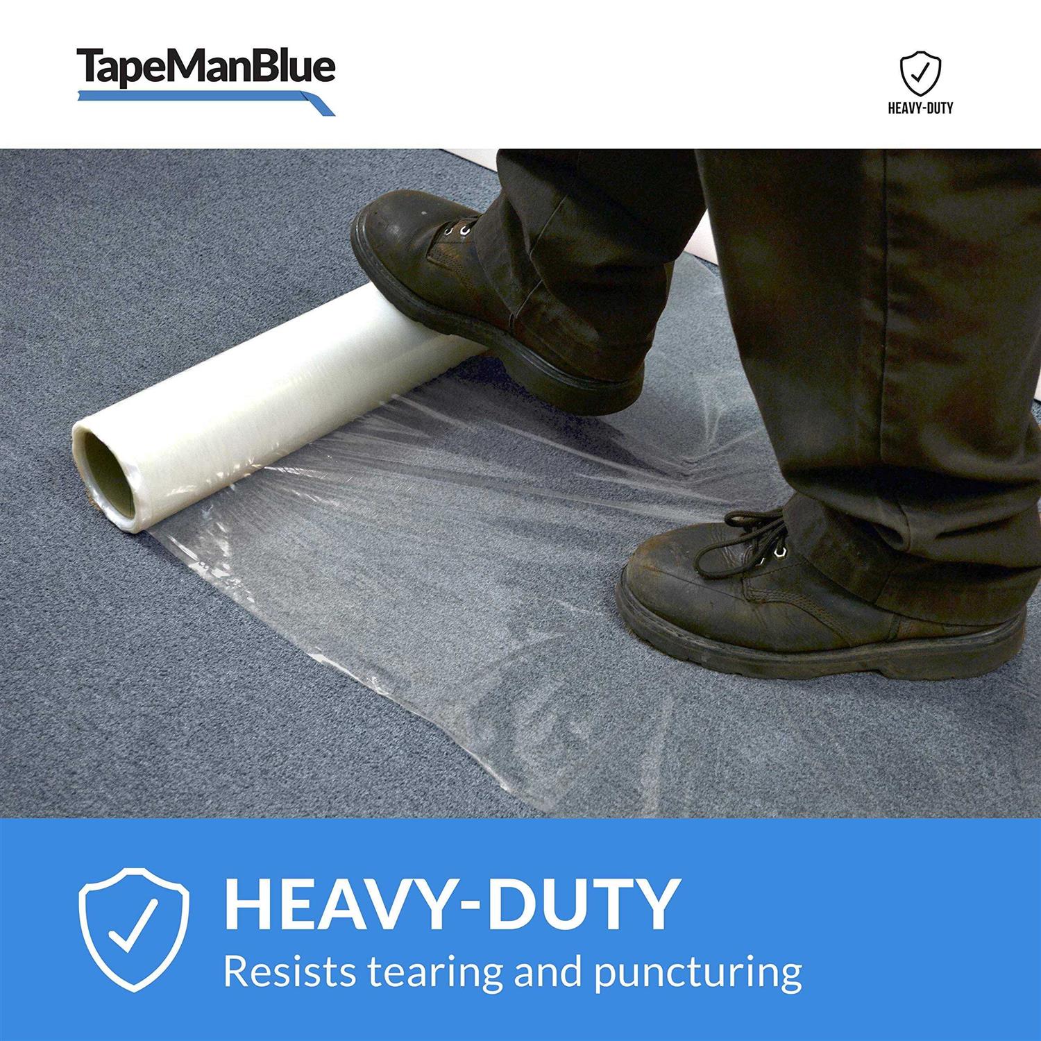 TapeManBlue Carpet Protection Film 200' Roll. Made in The USA! Easy Unwind, Clean Removal, Strong and Durable Carpet Protector - Image 5