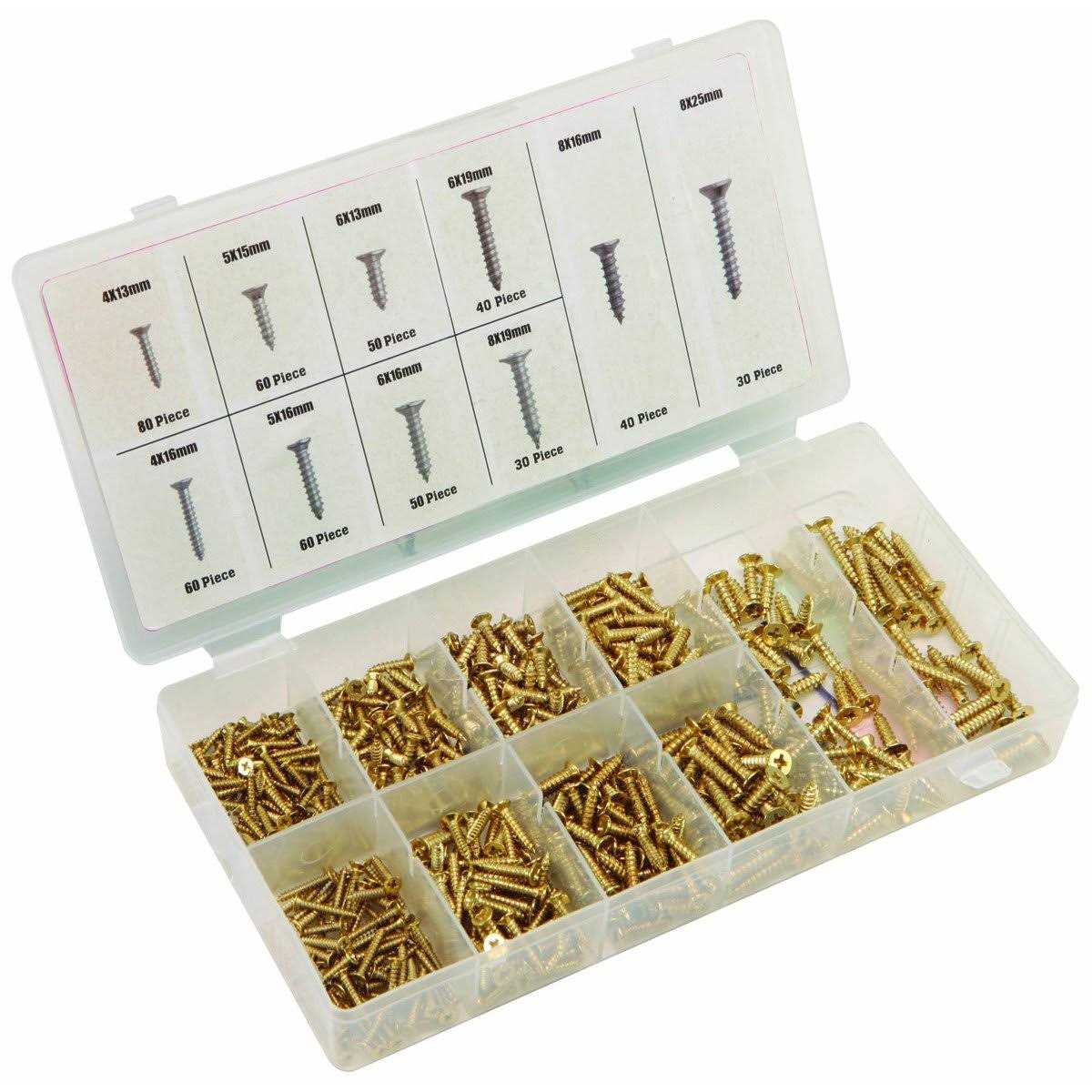 Storehouse 500 piece Brass Plated Wood Screw Assortment - Image 5