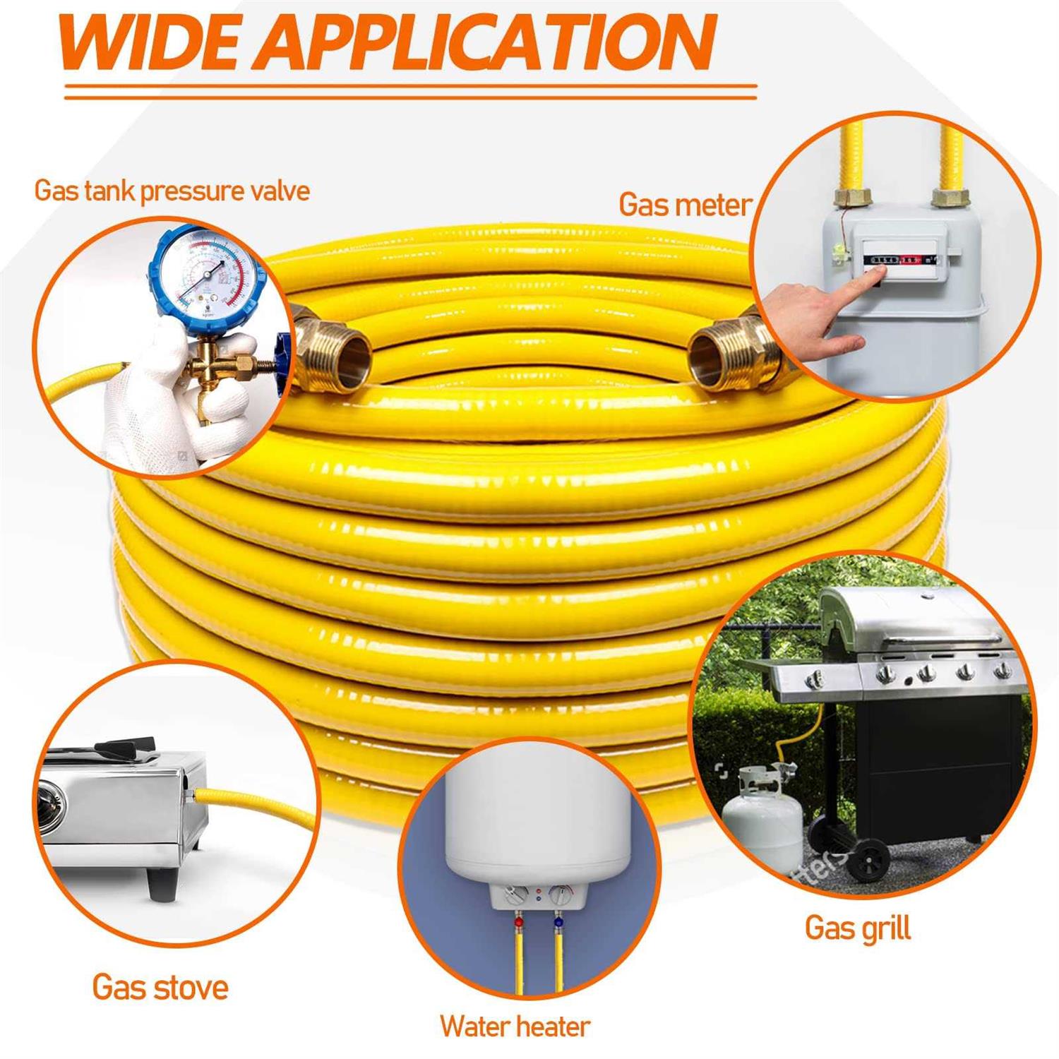 Grehitk 1/2'' Flexible Gas Line CSST Corrugated Stainless Steel Tubing Pipe Kit - Image 4