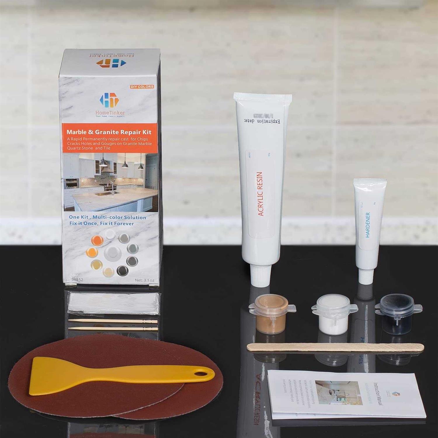 HomeTinker Marble Repair Kit & Granite Repair Kit, Corian Repair Kit for Marble Granite Quartz Corian Tiles and Stones - Image 2