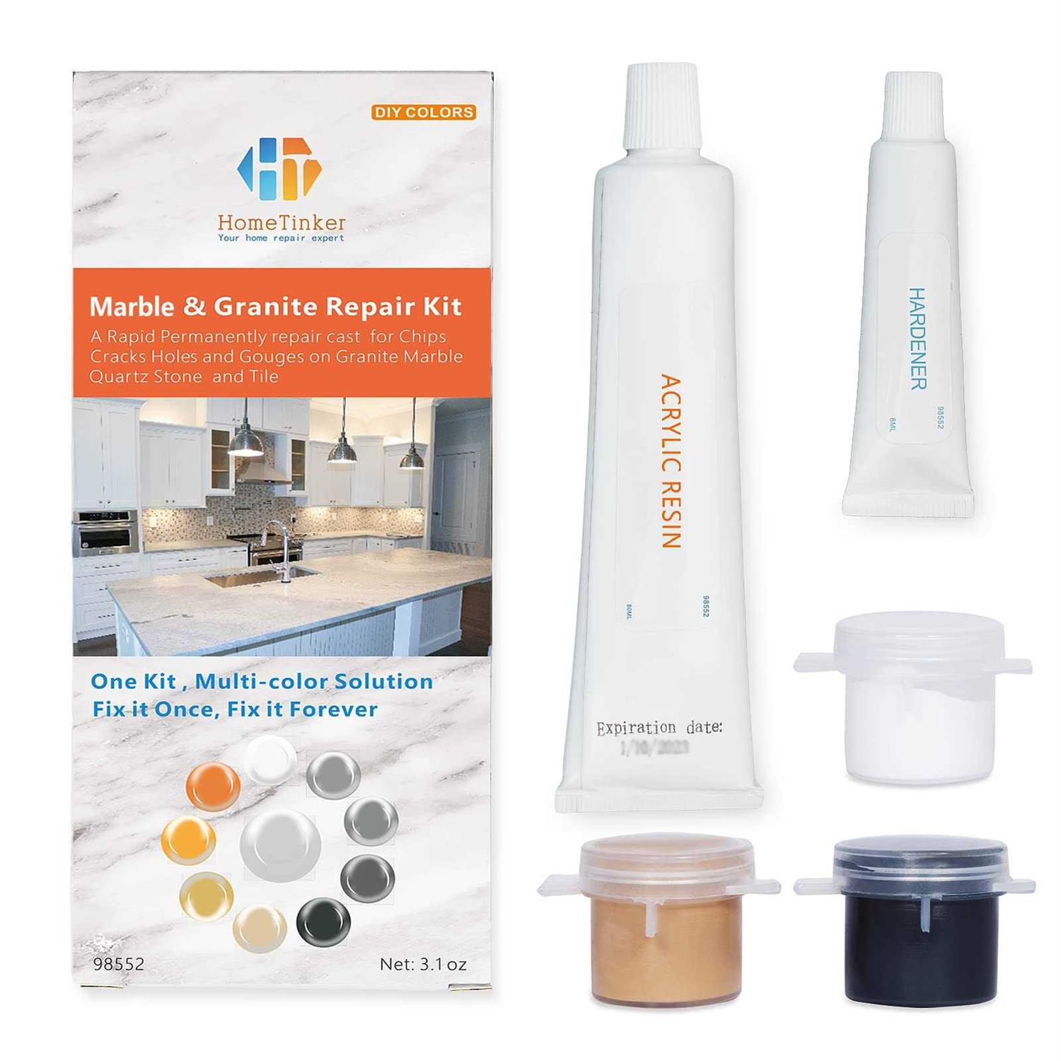 HomeTinker Marble Repair Kit & Granite Repair Kit, Corian Repair Kit for Marble Granite Quartz Corian Tiles and Stones - Image 4