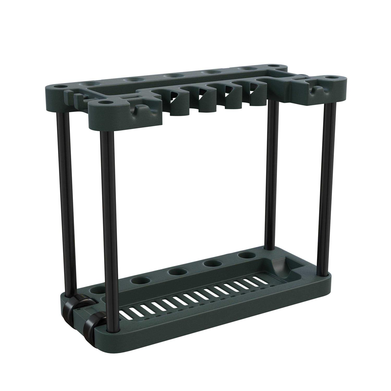 Stalwart Garden Tool Storage Rack Portable Rolling Tool and Supply Holder Organizer with Wheels - Image 3
