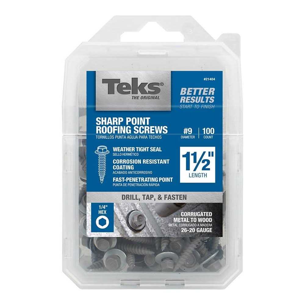 Teks Screws, Roofing, Sharp Point, 1-1/2 Inches - 100 screws - Image 2
