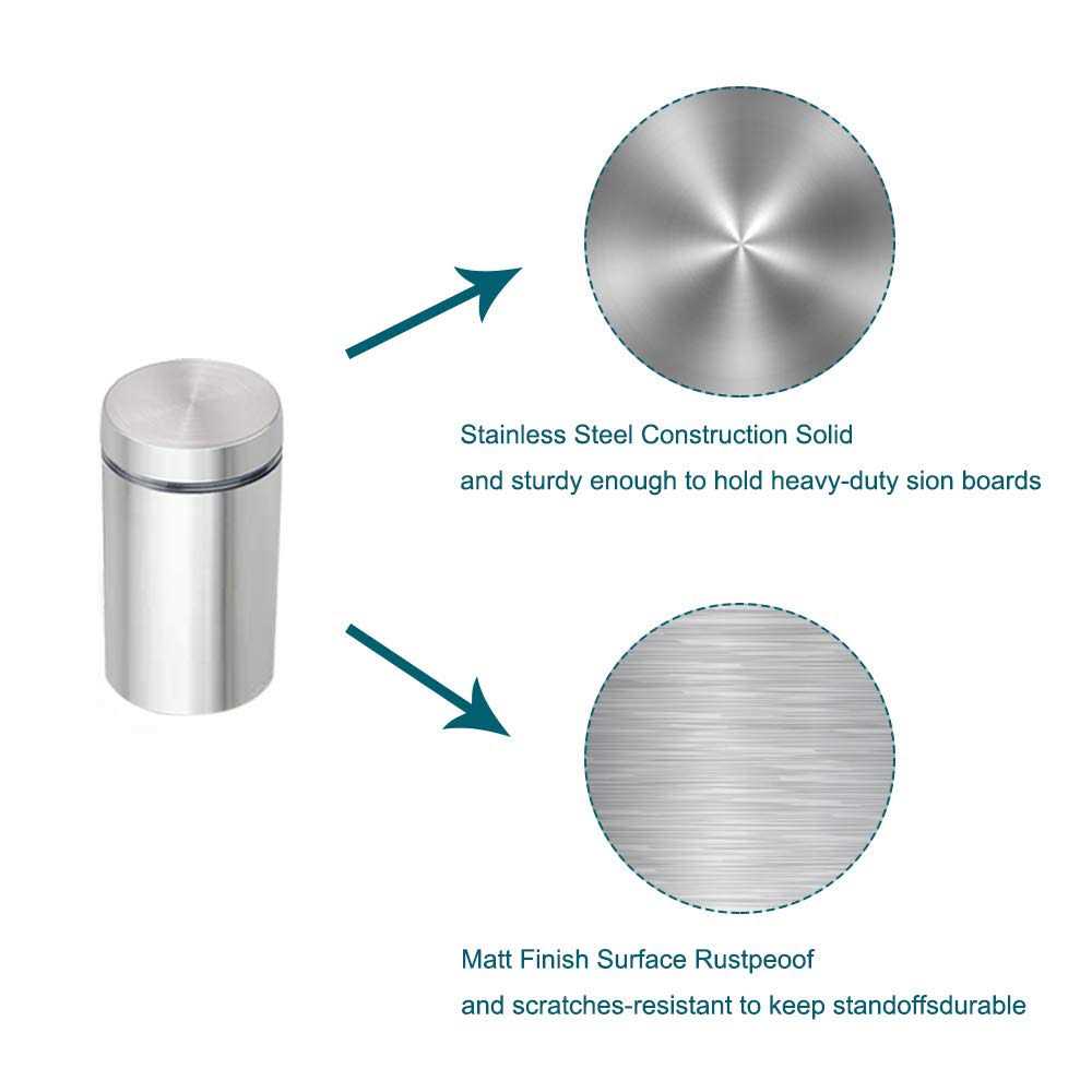 Stainless Steel Standoff Screws 20Pcs 1 x 1 Inch Wall Standoff Sign Holders Screws - Image 3