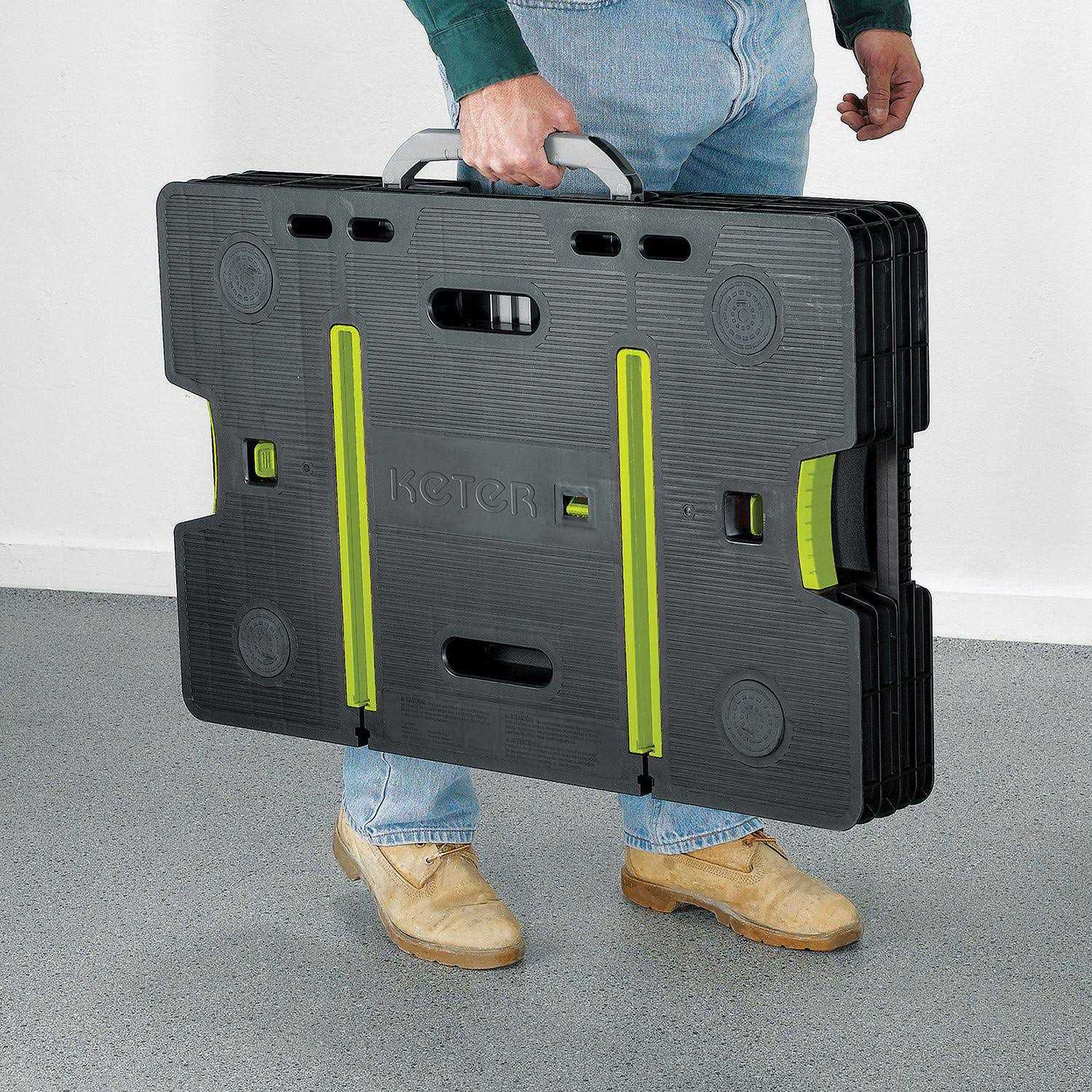 Keter Compact Portable Folding Garage Workbench Work Table with Clamps - Image 2