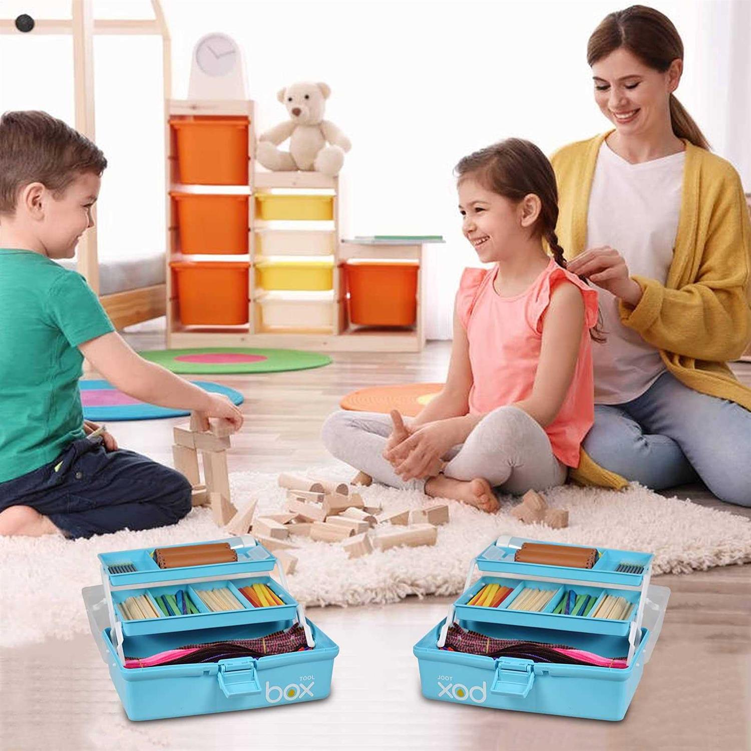 TERGOO 12in Three-layer Multipurpose Storage Box Folding Tool Box/Art & Crafts Case/Sewing Supplies Organizer/Medicine Box/Family First Aid Box - Image 4