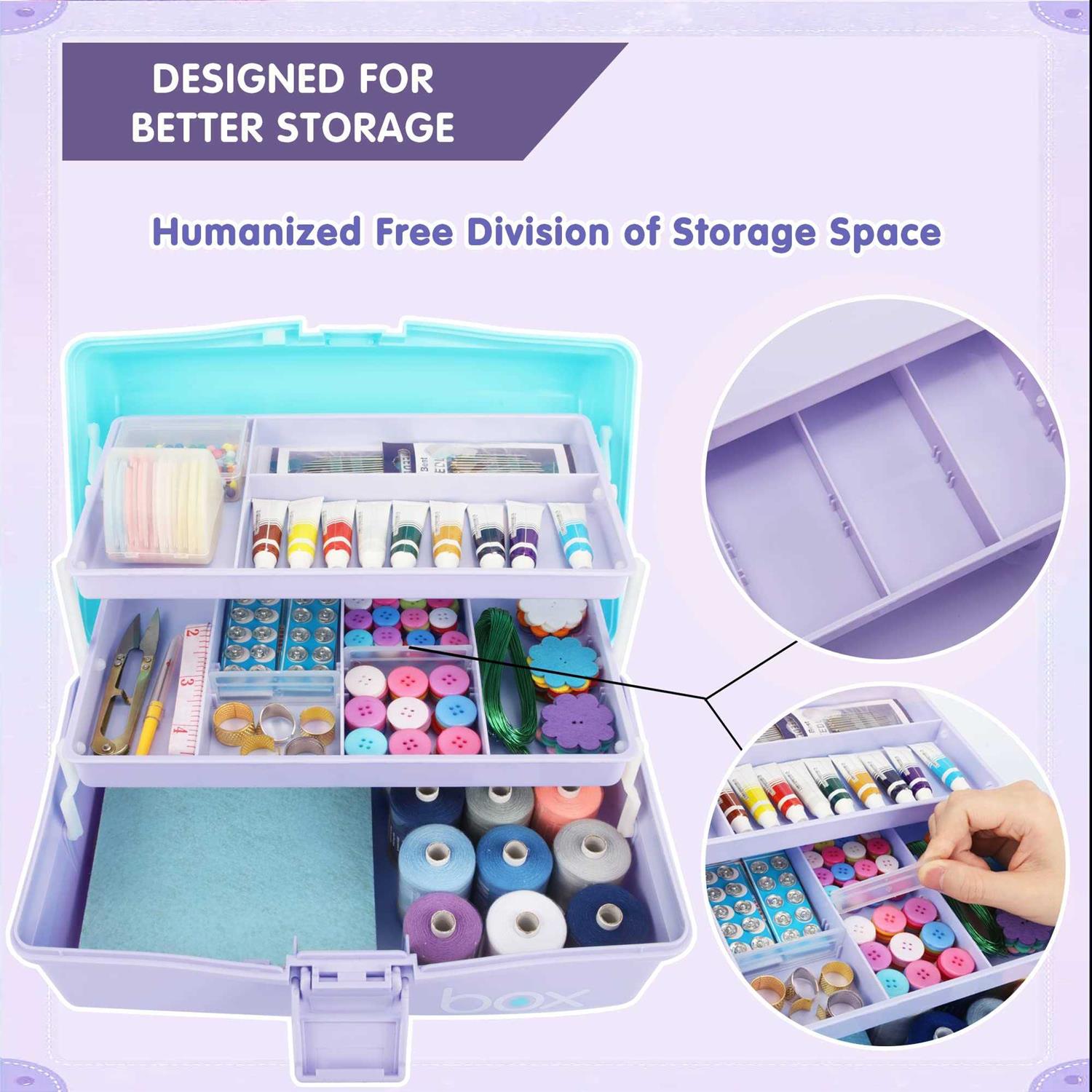 TERGOO 12in Three-layer Multipurpose Storage Box Folding Tool Box/Art & Crafts Case/Sewing Supplies Organizer/Medicine Box/Family First Aid Box - Image 5