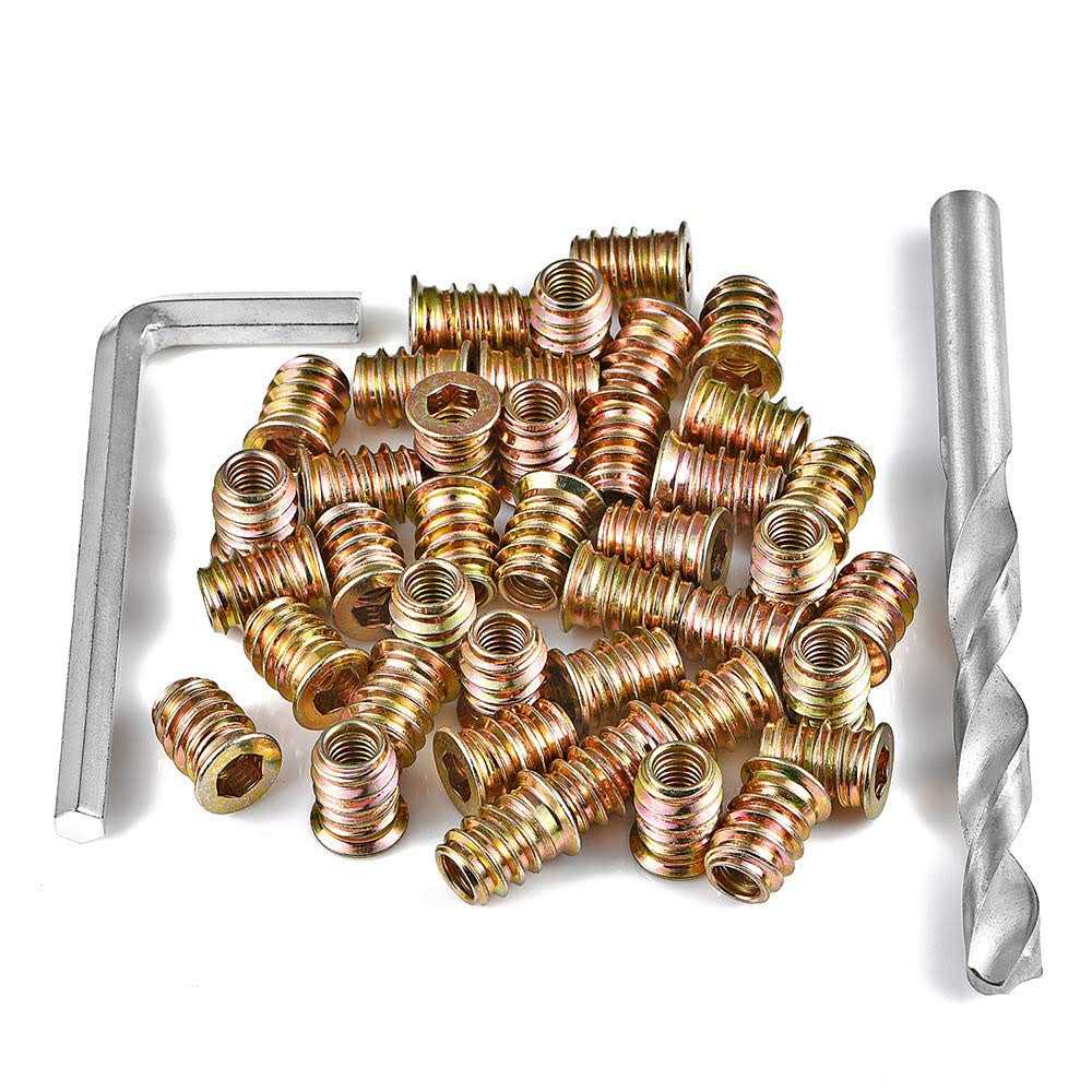 Pgmj 80 Pieces M6 Wood Inserts Bolt Furniture Screw in Nut Threaded Fastener Connector Hex Socket Drive for Wood Furniture Assortment - Image 2