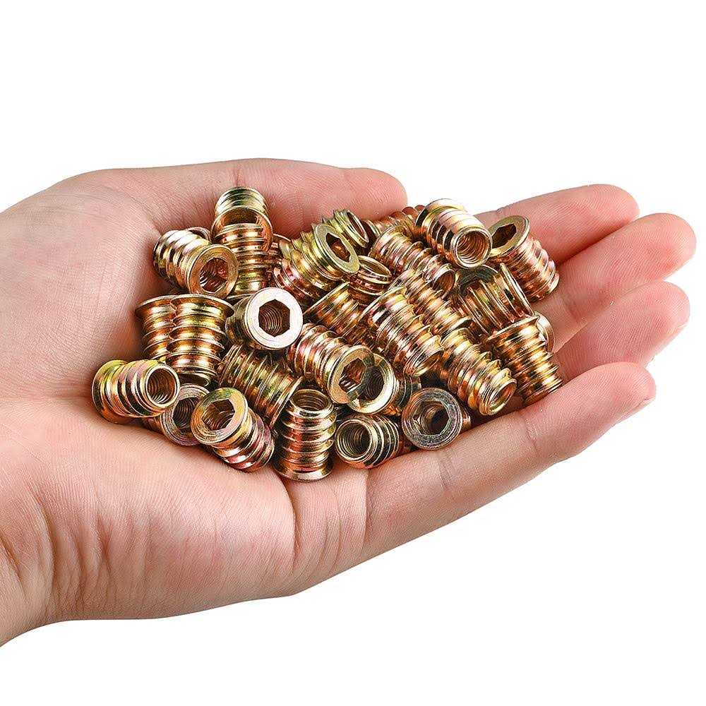 Pgmj 80 Pieces M6 Wood Inserts Bolt Furniture Screw in Nut Threaded Fastener Connector Hex Socket Drive for Wood Furniture Assortment - Image 4