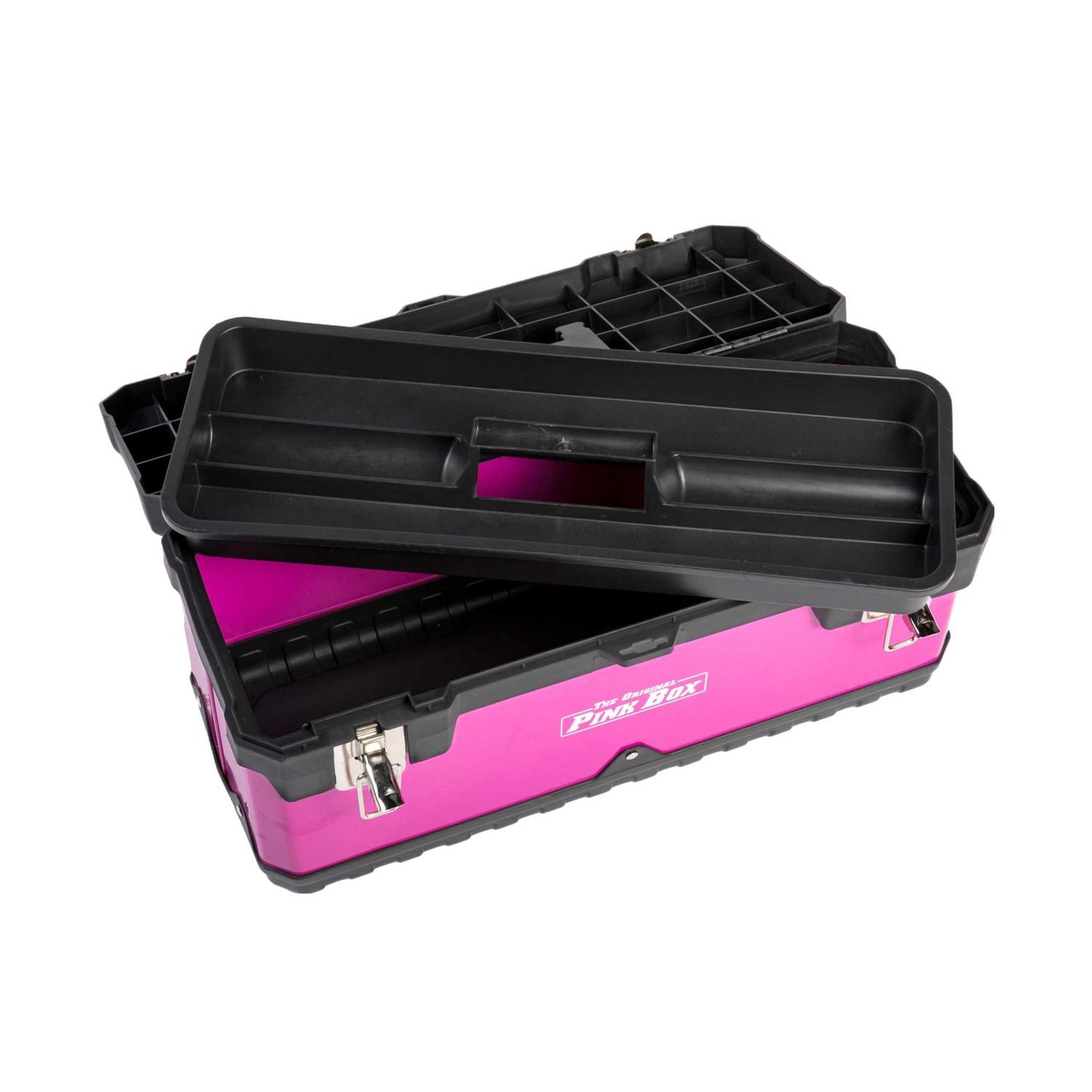 The Original Pink Box 20-Inch Portable Steel Toolbox with Removeable Tray - Image 3