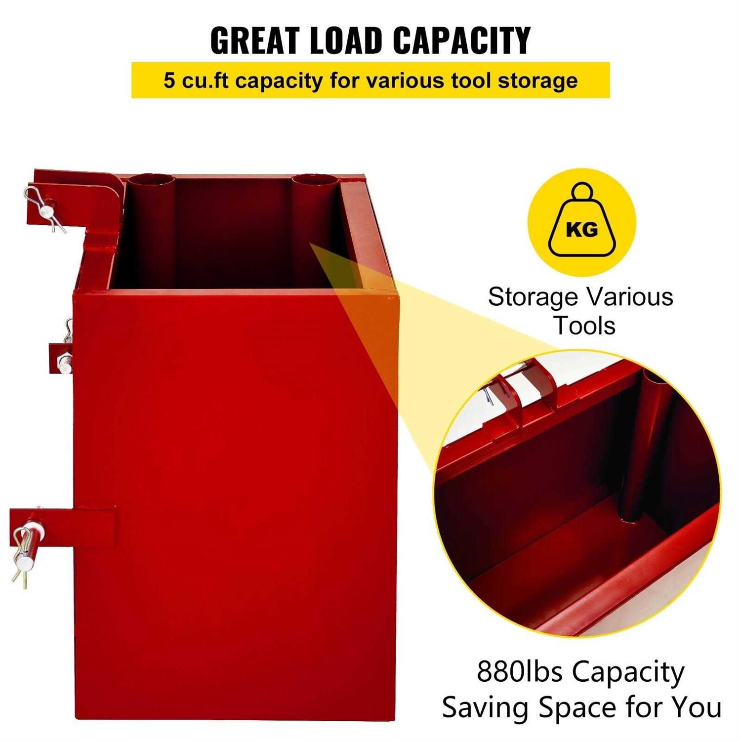 VEVOR 3 Point 800lbs Capacity Standard 2 inch Hitch Receiver Ballast Box YZXSD1L2YCRED0001V0 - Image 5