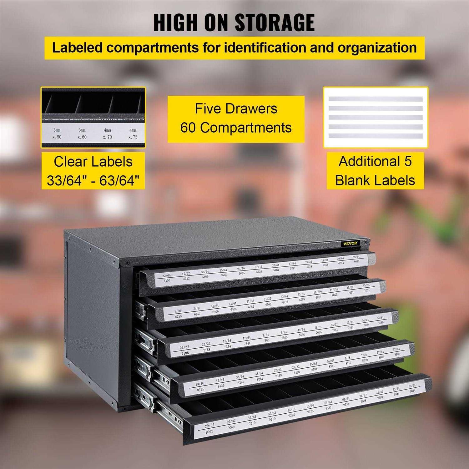 VEVOR Drill Bit Dispenser Cabinet Five-Drawer Drill Bit Dispenser - Image 5