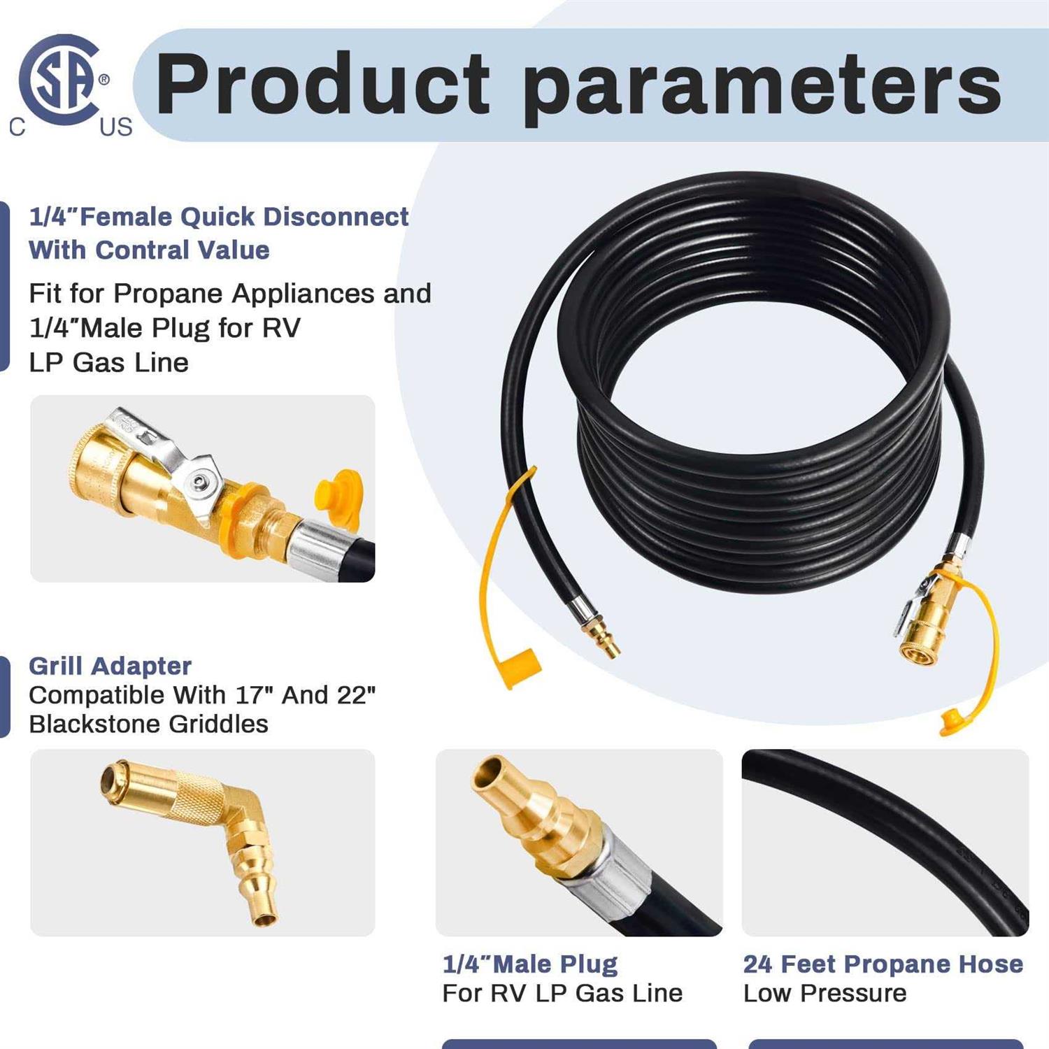 RV Quick Connect Propane Hose Quick Connect Propane Hose for RV to Grill - Image 3