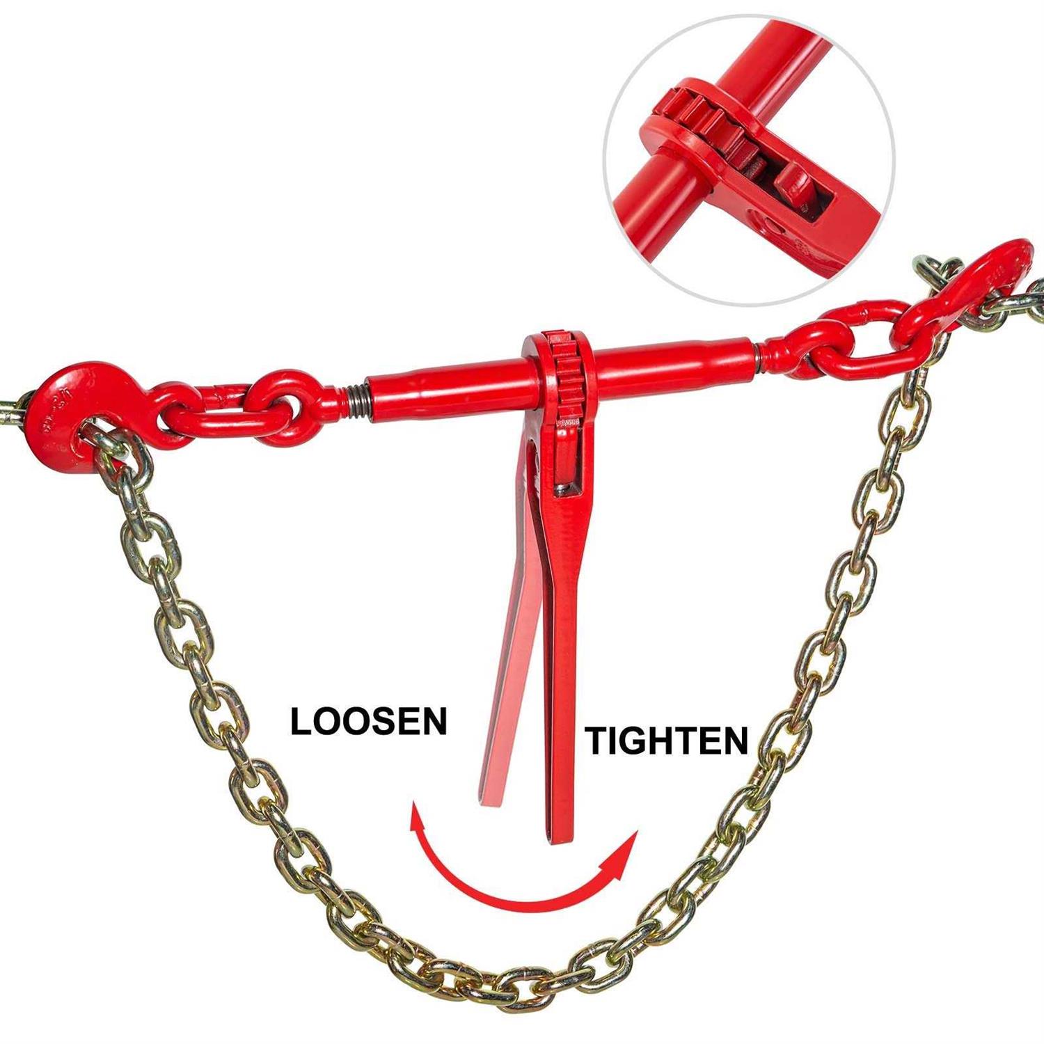 VEVOR Chain and Binder Kit Ratchet Load Binders Working Strength Ratchet Binders and Chains 10ft Chains w/ G70 Hooks - Image 5