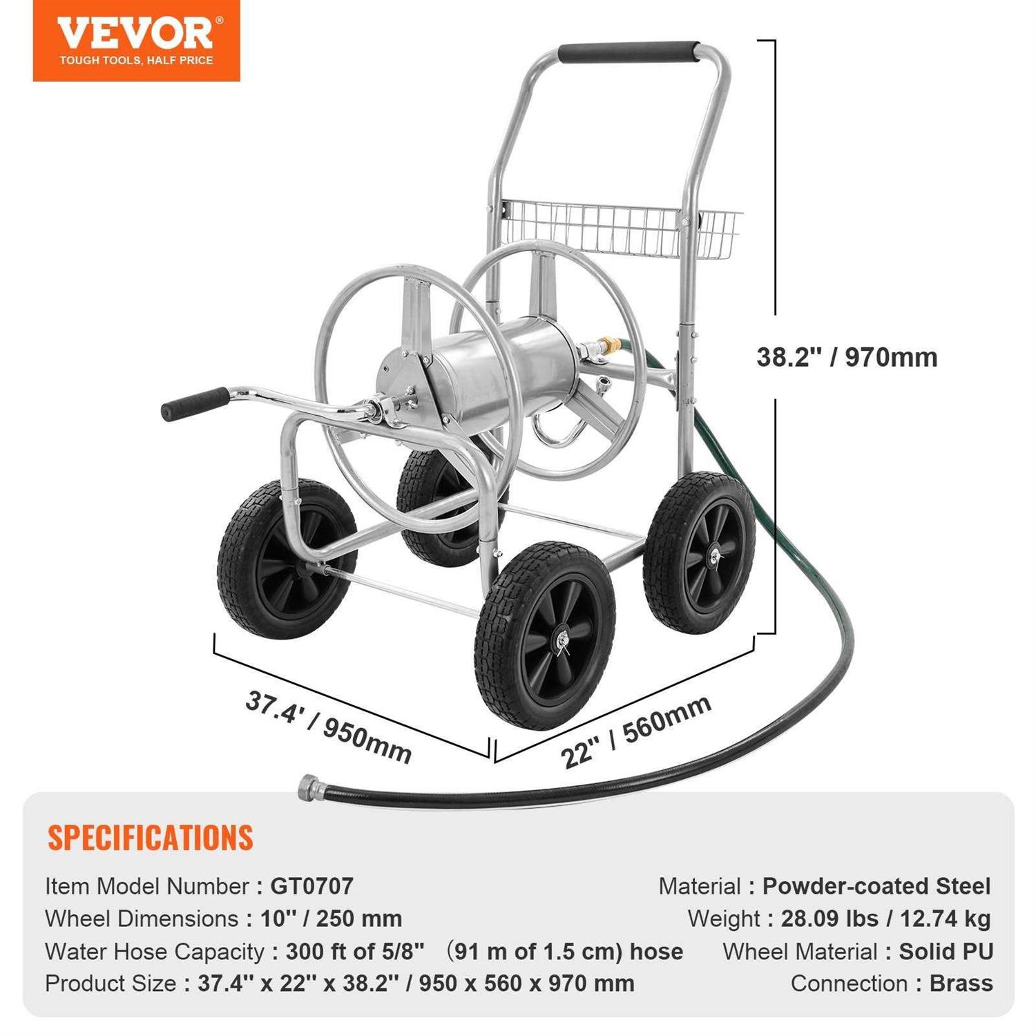 VEVOR Hose Reel Cart Hold Up of 5/8'' Hose - Image 3