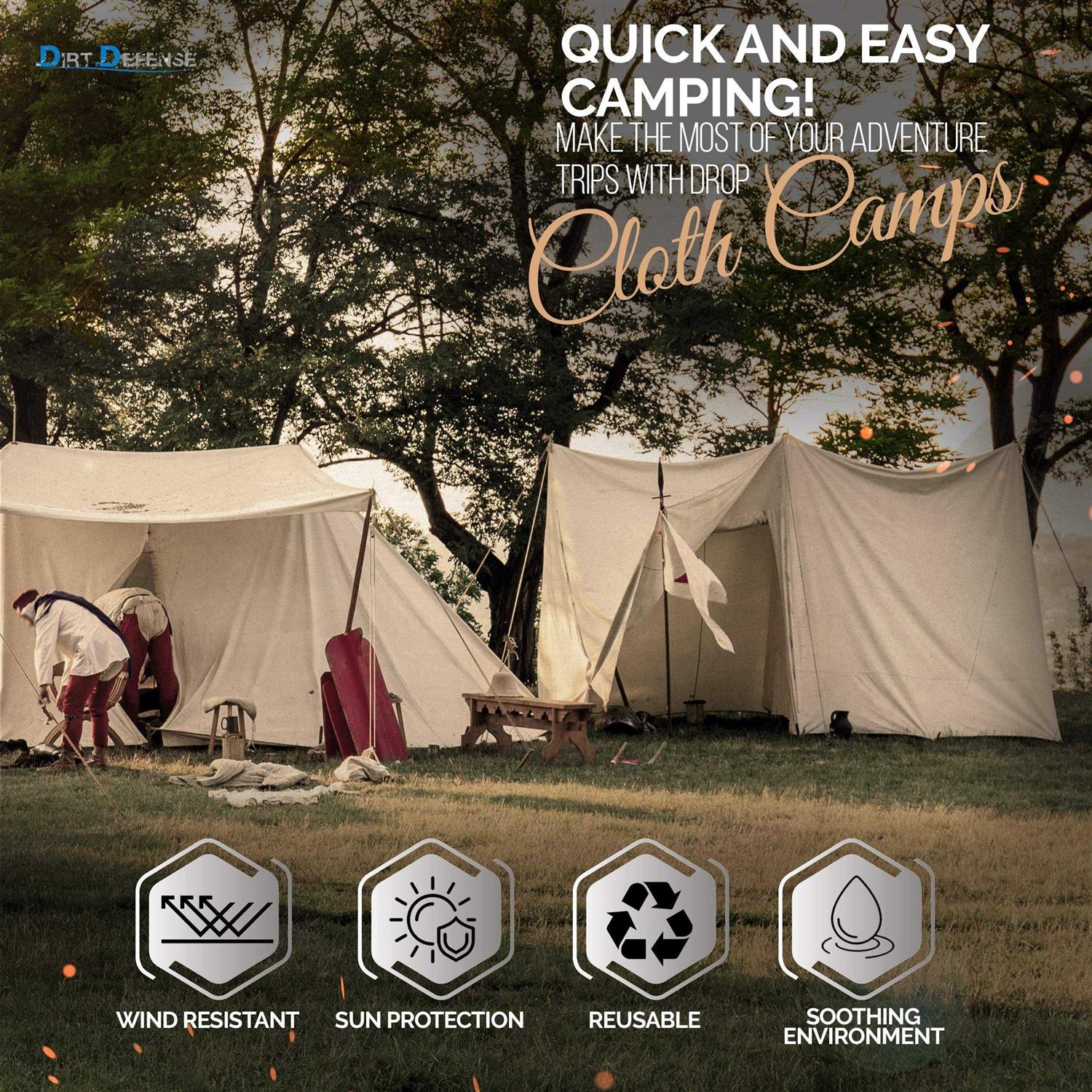 Dirt Defense Canvas Drop Cloth Cotton Tarp Large Canvas Tarp For Art Supplies, Drop Painting Supplies/paint Canvas Fabric and Furniture - Image 2