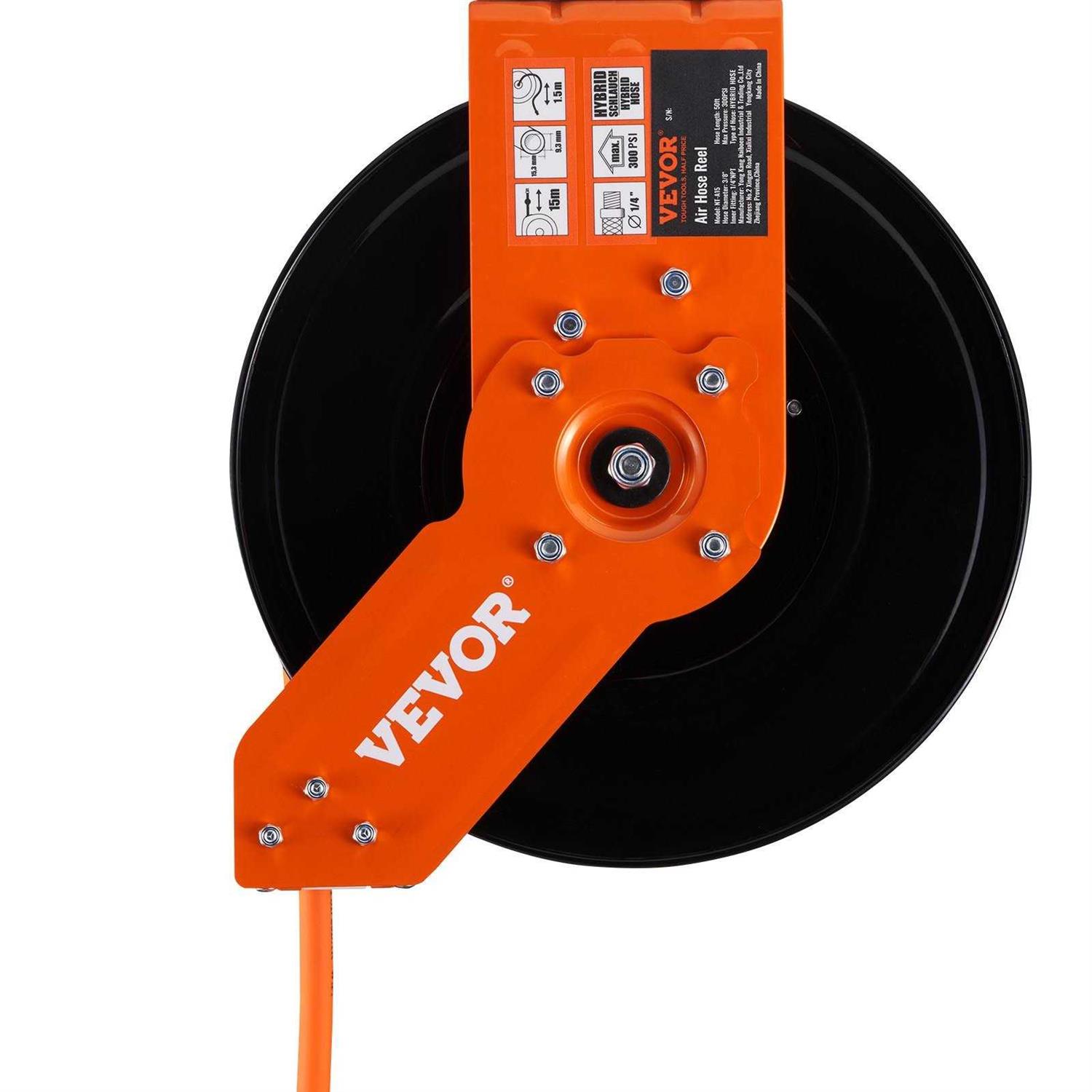 VEVOR Retractable Air Hose Reel 3/8 IN x 50 FT Hybrid Air Hose Max 300PSI - Image 3