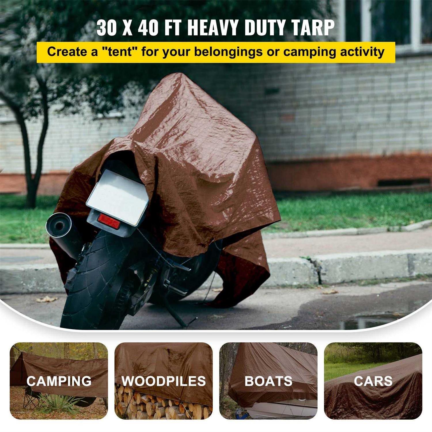 Vevor Heavy Duty Tarp 16 Mil Thick, Waterproof & Sunproof Outdoor Cover, Rip and Tear Proof PE Tarpaulin with Grommets and Reinforced - Image 3