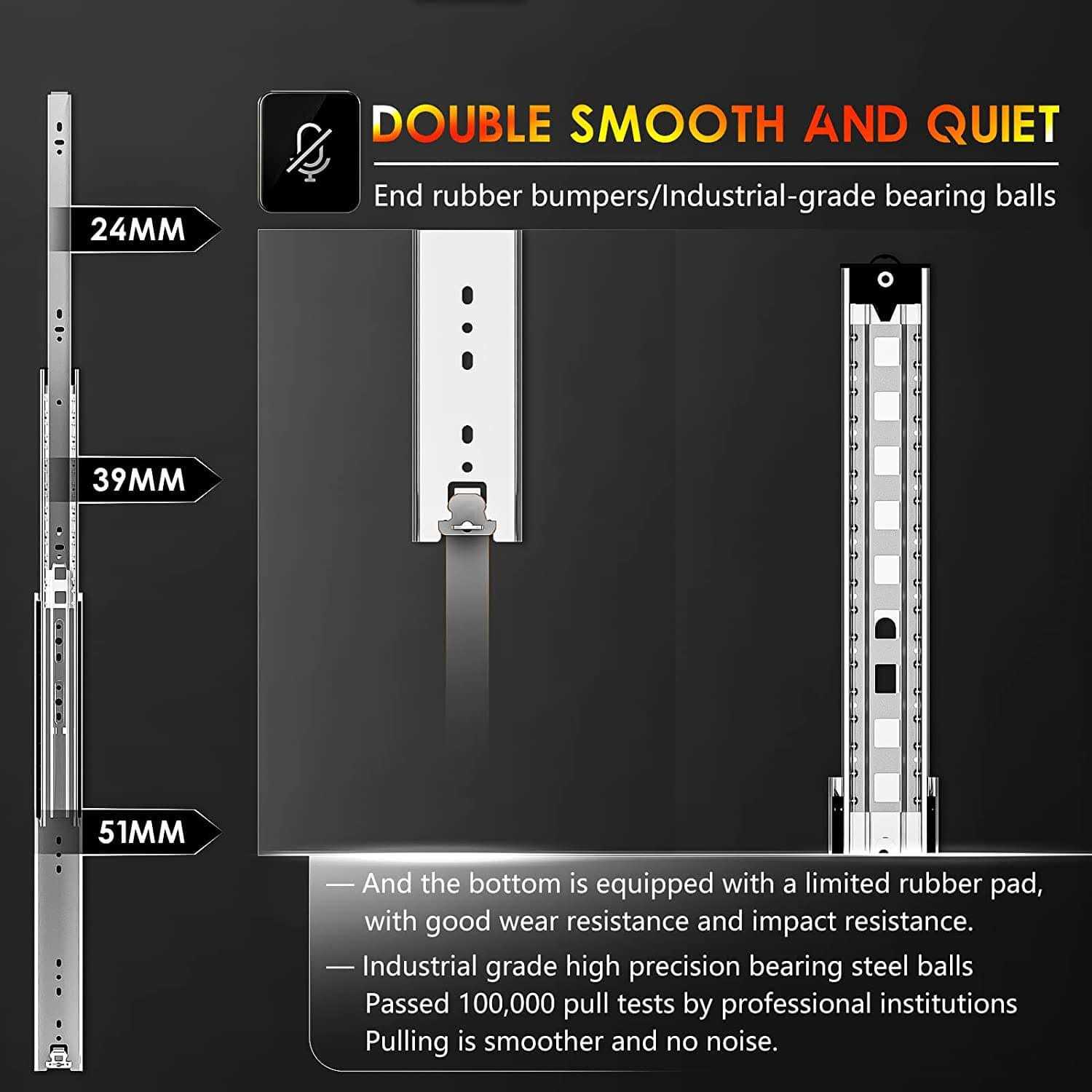 AOLISHENG Heavy Duty Ball Bearing Drawer Slides A5115,1Pair - Image 3
