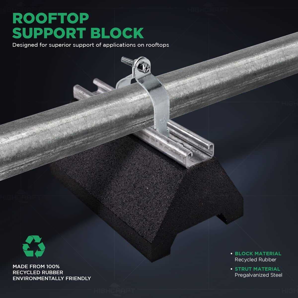 Highcraft cst-10t Rooftop Pipe Support Block with Galvanized Steel Strut - Image 3