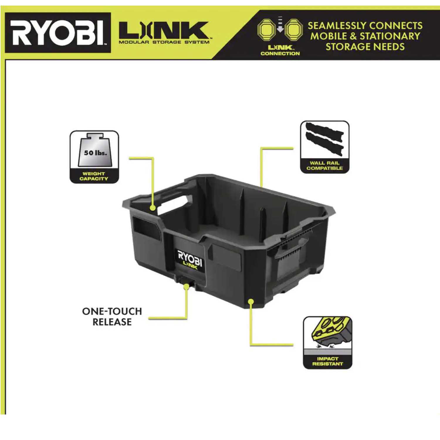 RYOBI LINK Rolling Tool Box with Standard Tool Box - Image 4
