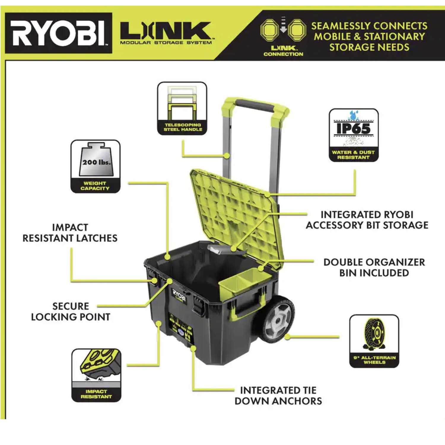 RYOBI LINK Rolling Tool Box with Standard Tool Box - Image 5