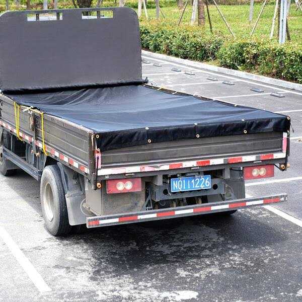 VEVOR Dump Truck Mesh Tarp PVC Coated Black Heavy Duty Cover with 5.5 18oz Double Pocket - Image 5