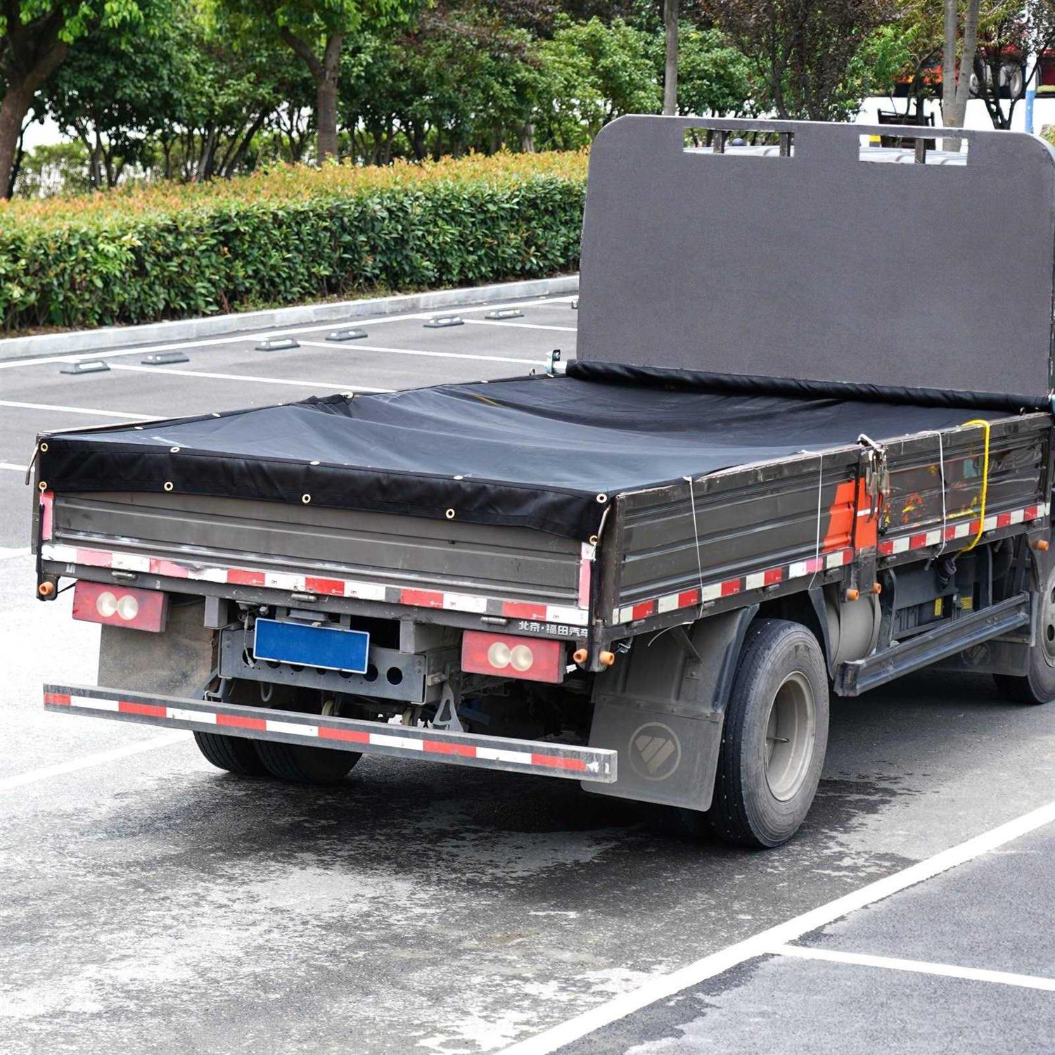VEVOR Dump Truck Mesh Tarp PVC Coated Black Heavy Duty Cover with 5.5 18oz Double Pocket - Image 5