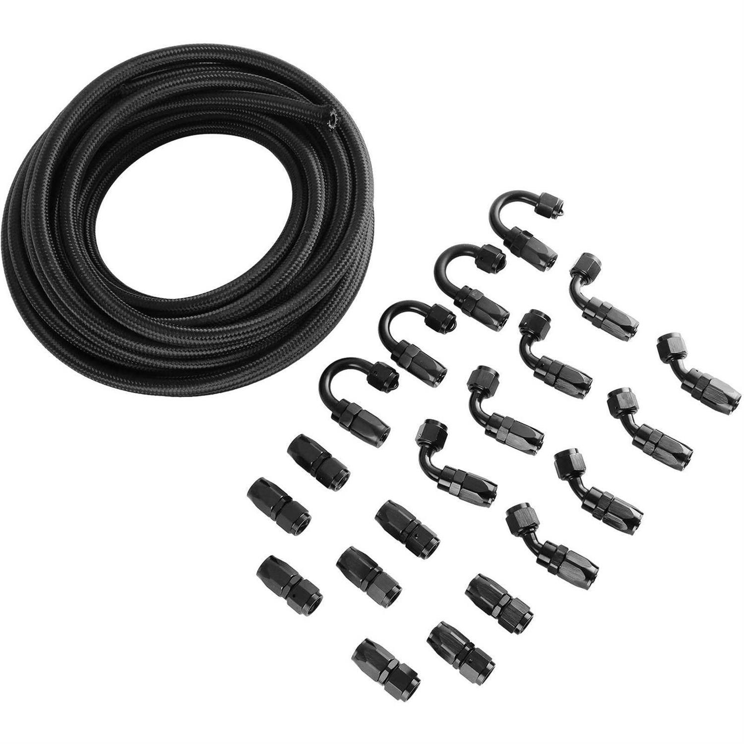 VEVOR AN6 Nylon Stainless Steel Braided Fuel Hose Fuel Adapter Kit Oil Line 32.8ft AN6YGTJ0000000001V0 - Image 4
