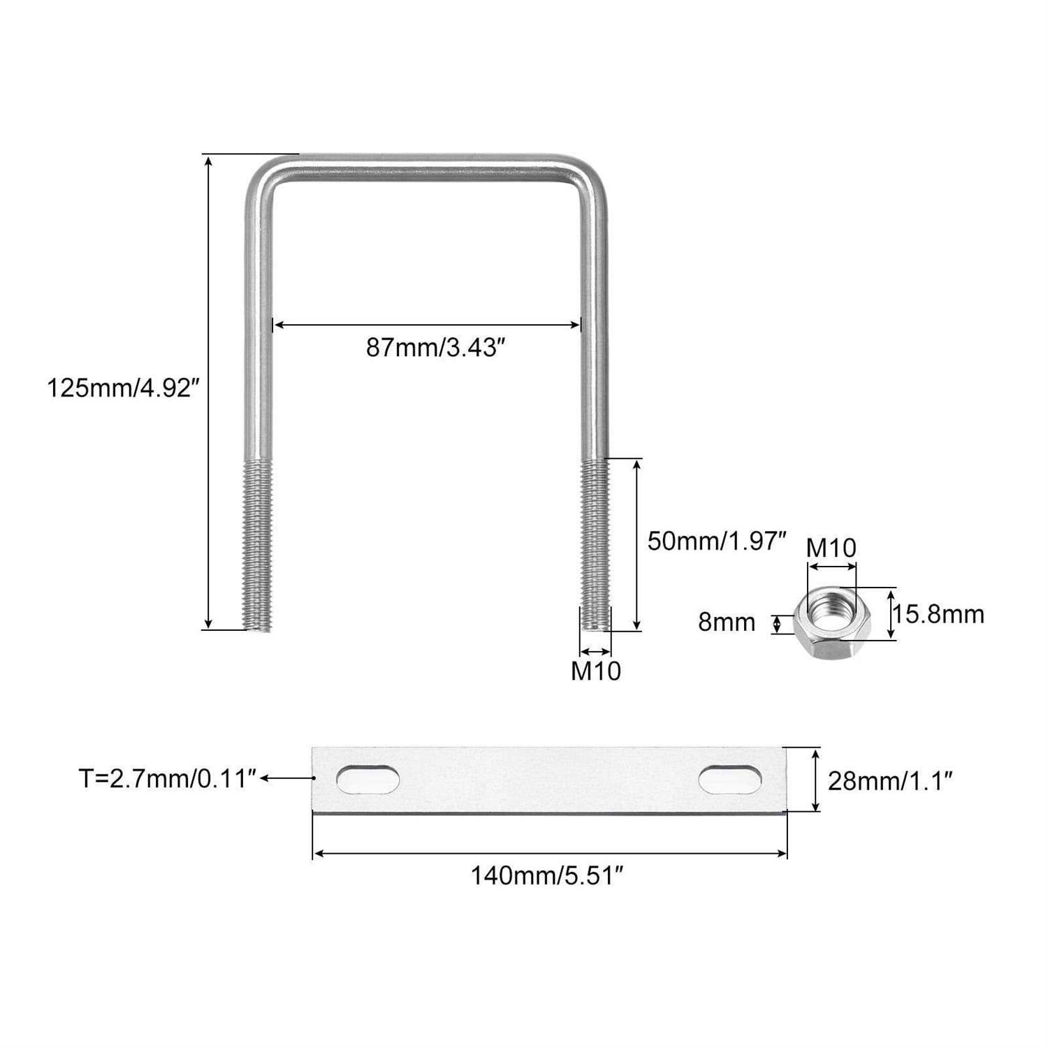 uxcell Square U Bolts, W Nuts and Plate - Image 4