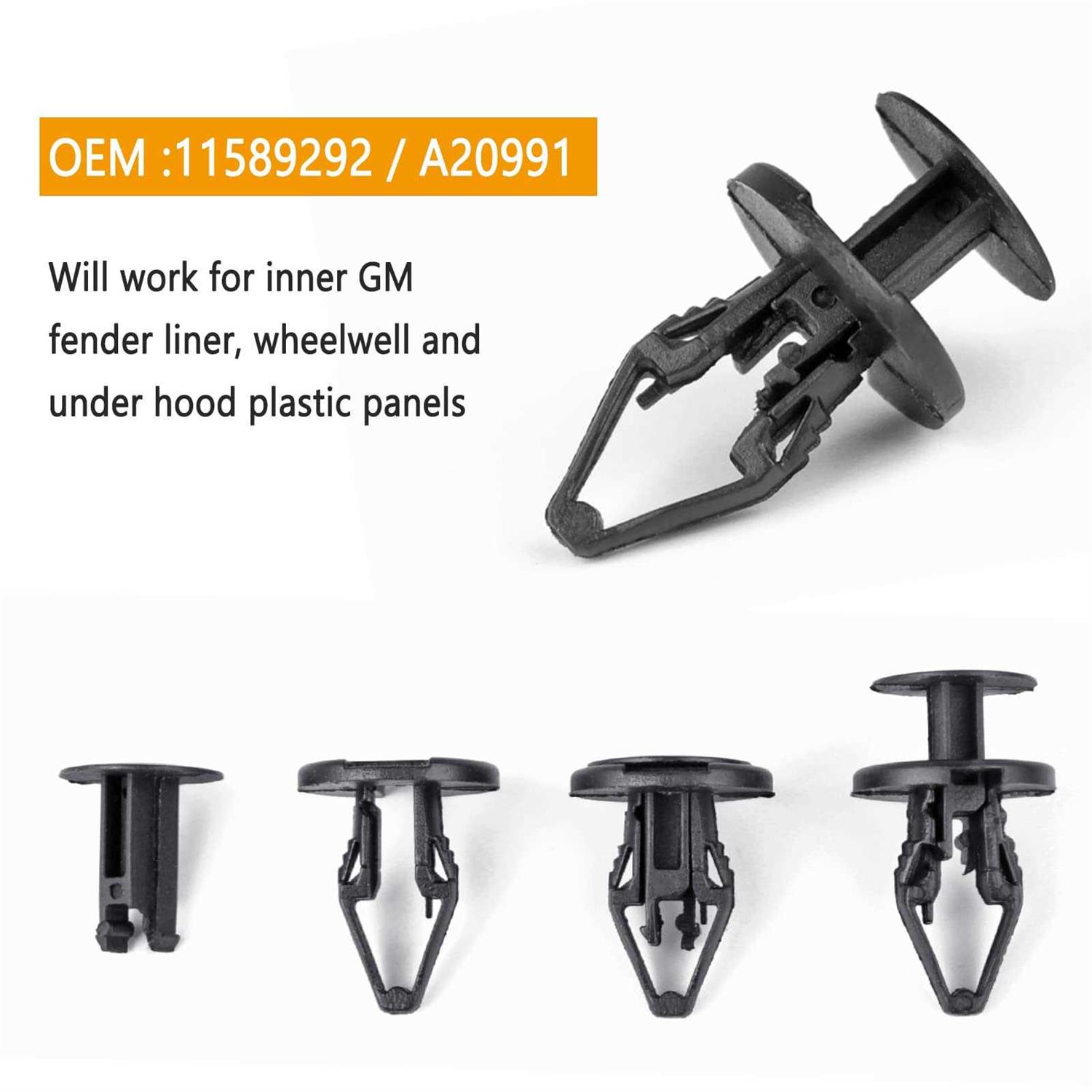 UNIGT 3 in 1 GM A20991 Fender Liner Clips Compatible with 11589292 Bumper Fastener Rivet 21030249 Door Trim Panel 1605396/1595864 GMC Trucks Buick - Image 4