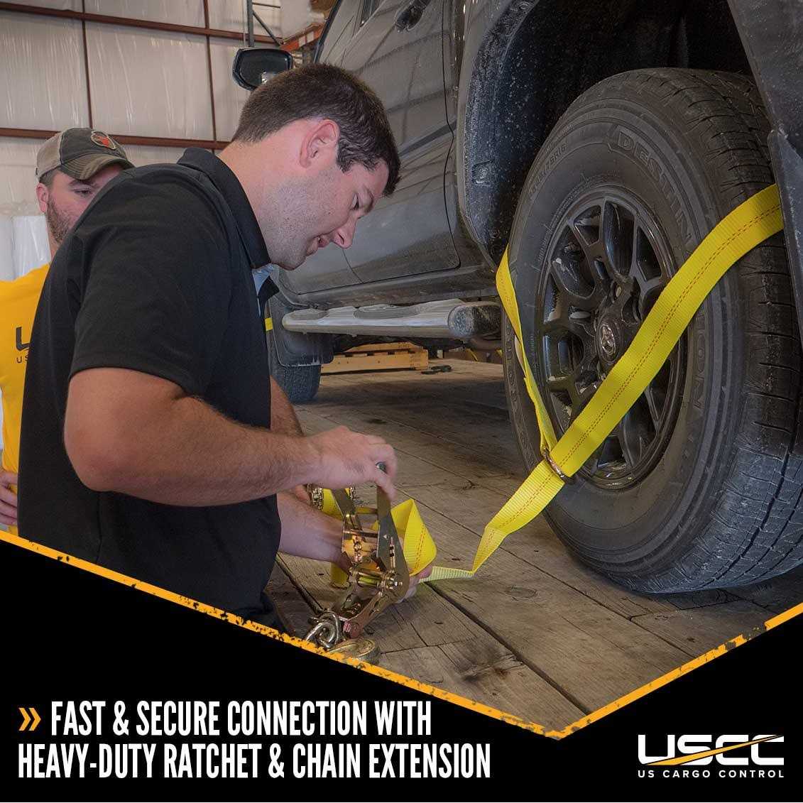 Us Cargo Control Side Mount Wheel Net with Ratchet and Chain Extension - Image 3